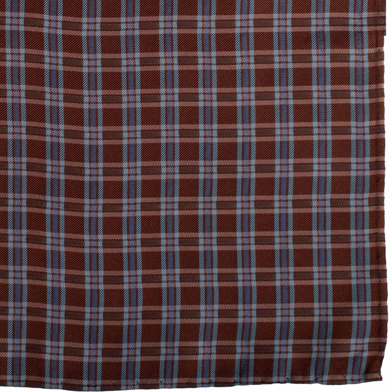 Fazzoletto da Taschino Vintage a Quadri di Seta Color Ruggine Celeste Lilla POCV1028 Graffeo Cravatte Made in Italy Dettaglio