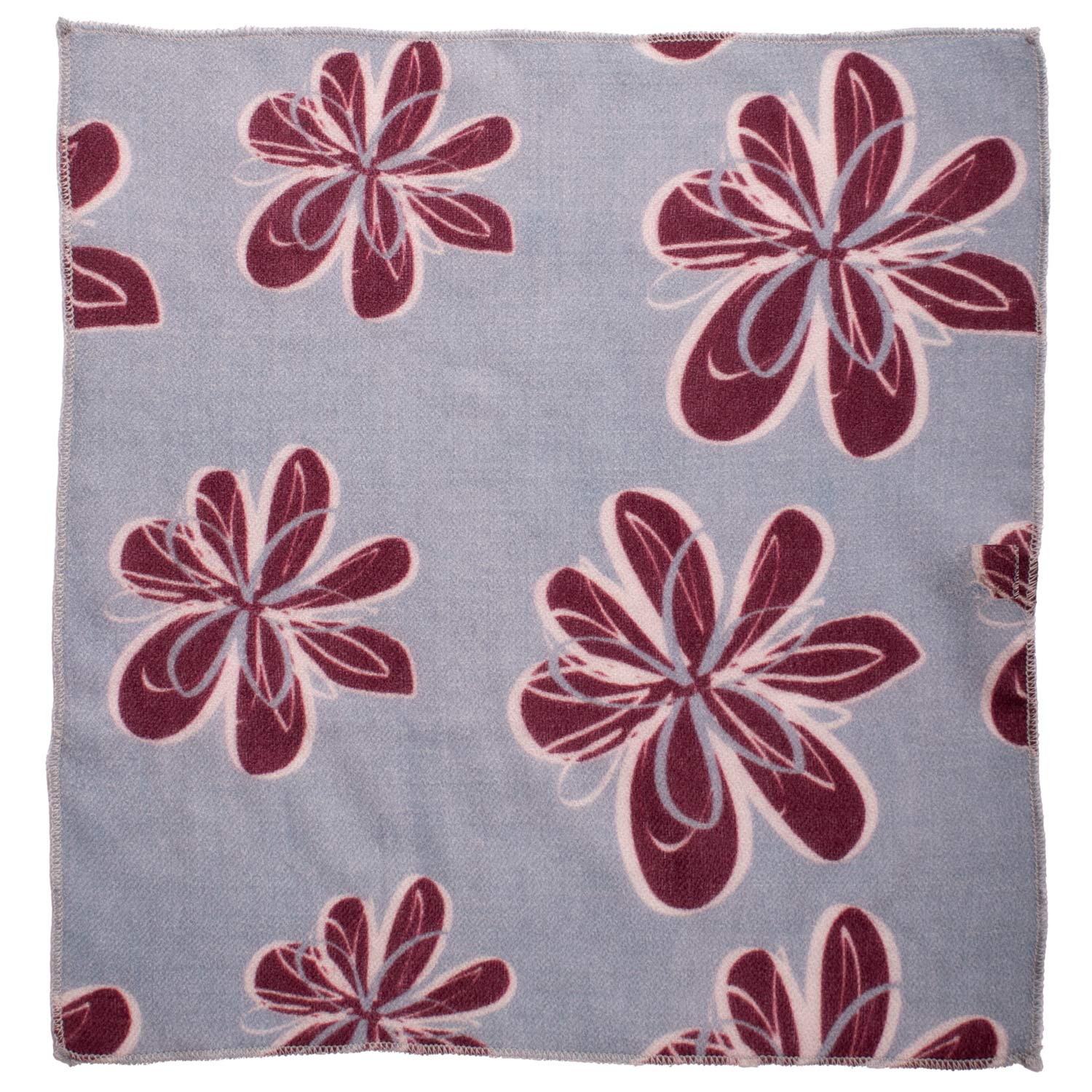 Fazzoletto da Taschino Vintage di Cashmere Azzurro Polvere a Fiori Borgogna Rosa POCV115 Made in Italy Graffeo Cravatte