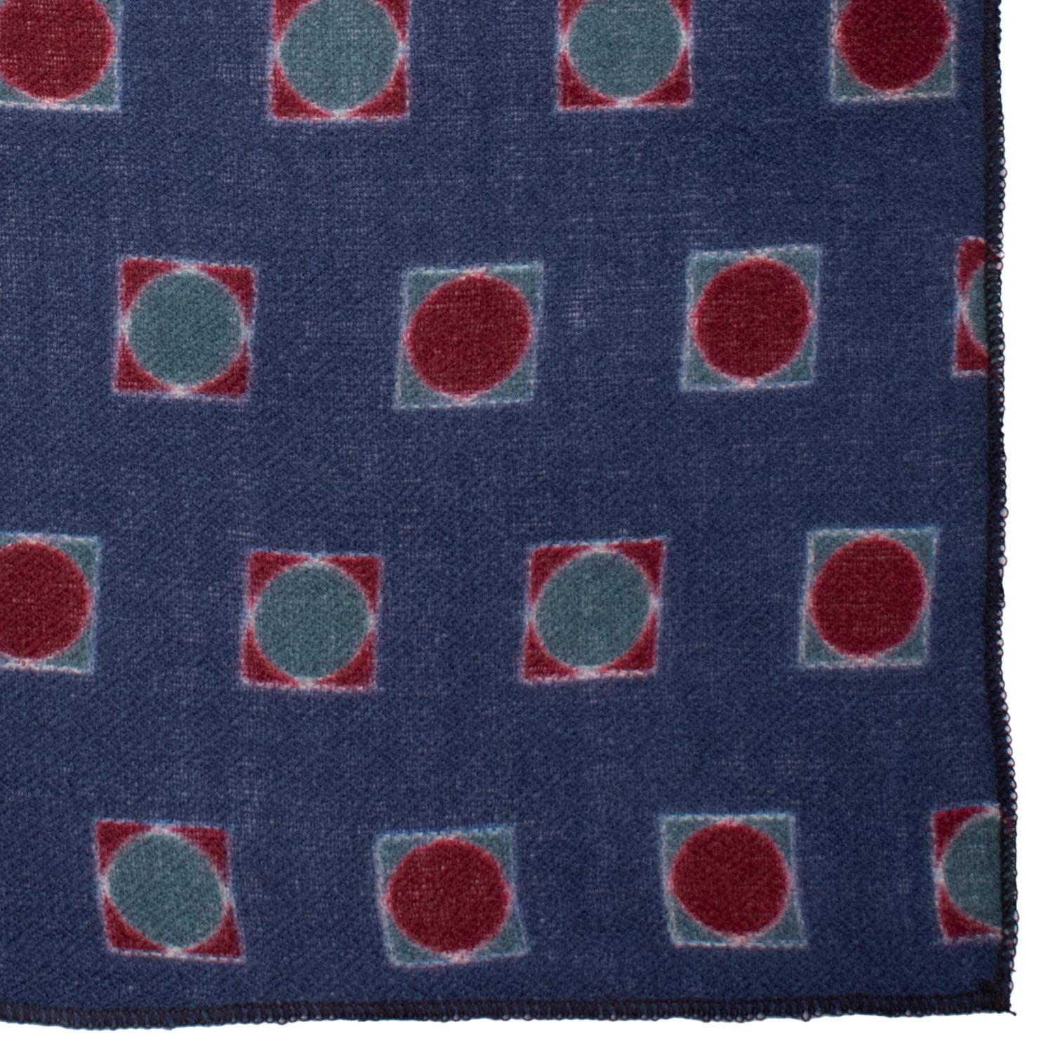 Fazzoletto da Taschino Vintage di Cashmere Blu Fantasia Bordeaux Ottanio POCV129 Made in Italy Graffeo Cravatte Dettaglio