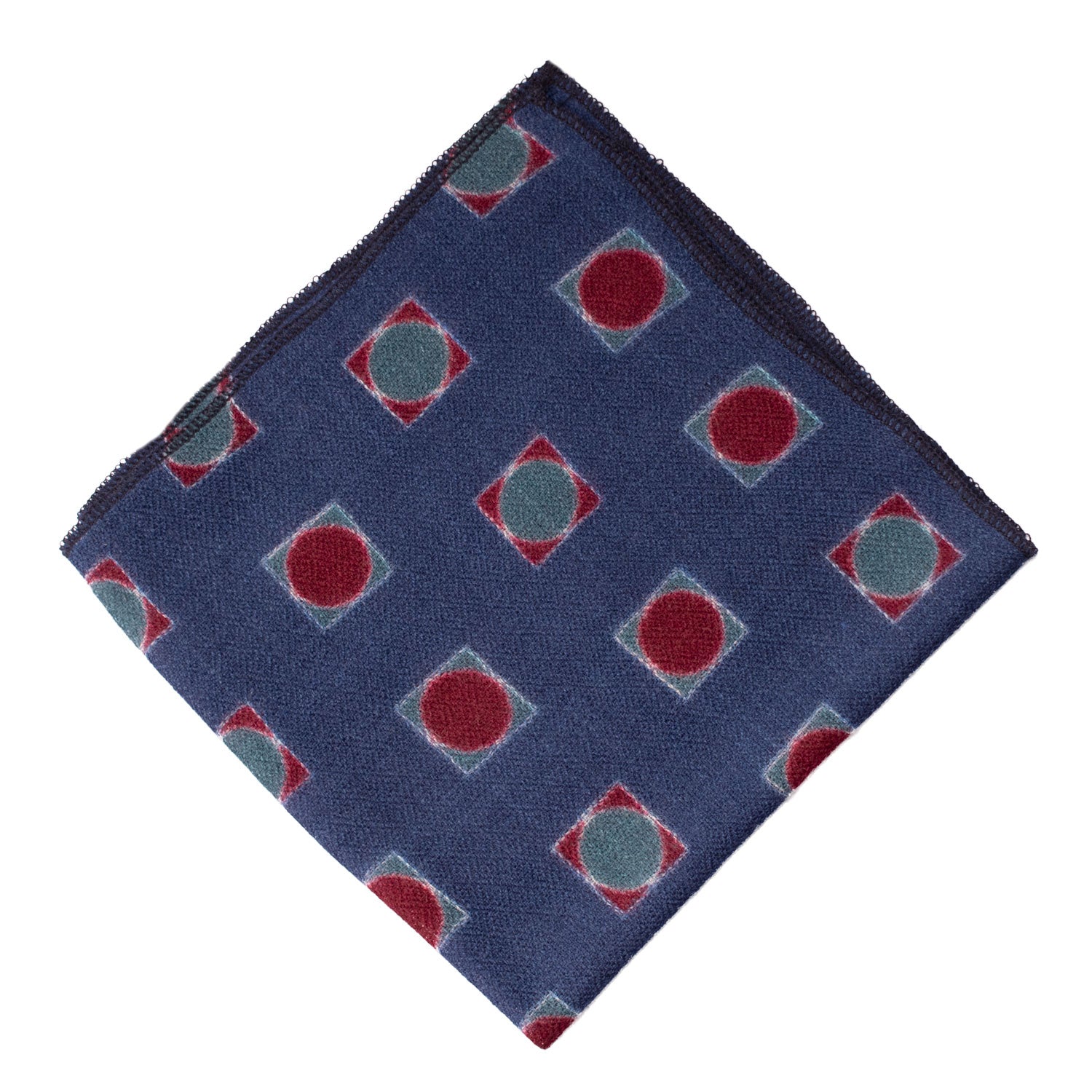 Fazzoletto da Taschino Vintage di Cashmere Blu Fantasia Bordeaux Ottanio POCV129 Made in Italy Graffeo Cravatte Rombo