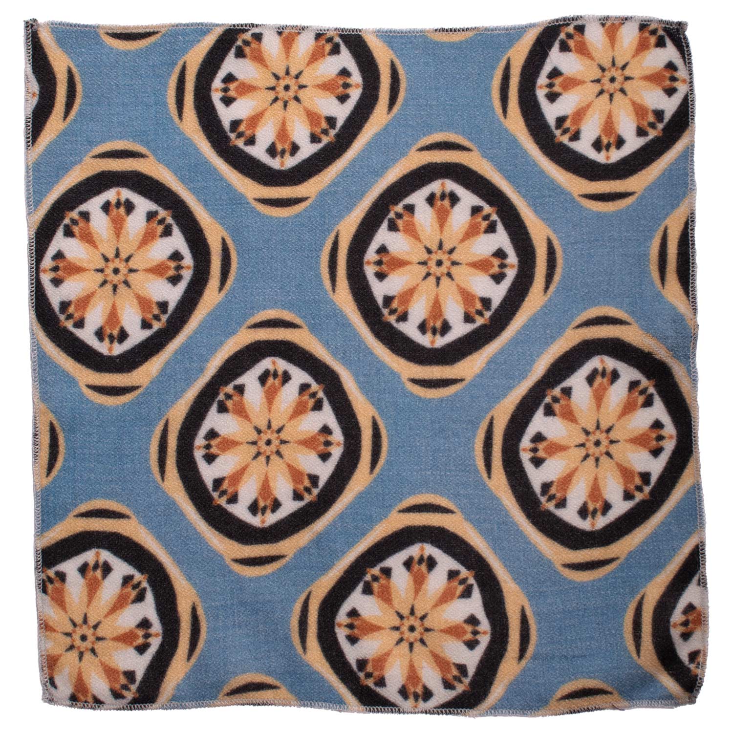 Fazzoletto da Taschino Vintage di Cashmere Celeste Fantasia Multicolor POCV144 Made in Italy Graffeo Cravatte