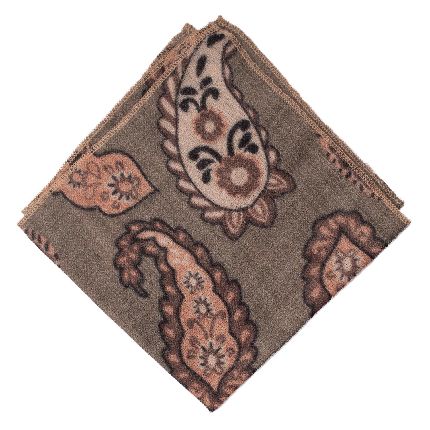 Fazzoletto da Taschino Vintage di Cashmere Grigia Paisley Rosa Antico Bianco Nero POCV151 Made in Italy Graffeo Cravatte Rombo