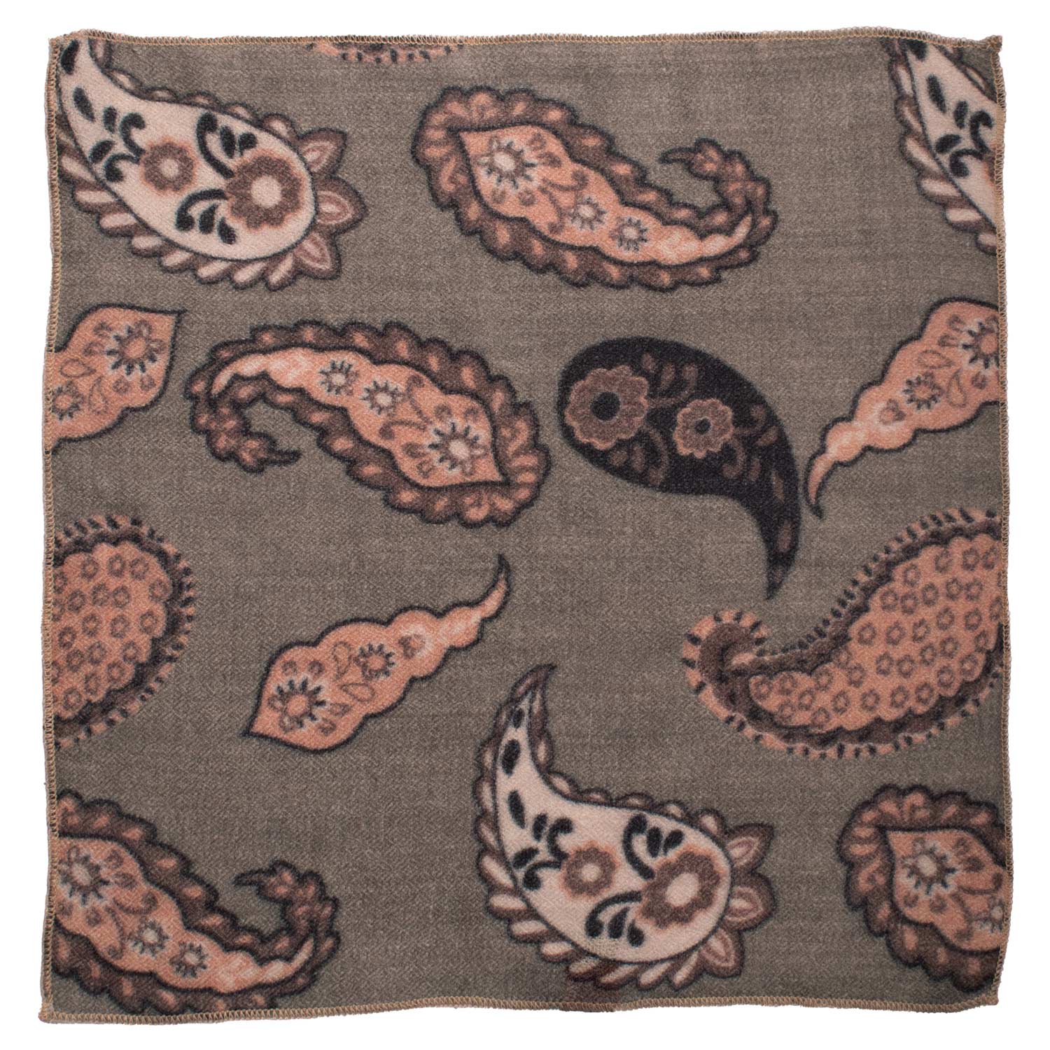 Fazzoletto da Taschino Vintage di Cashmere Grigia Paisley Rosa Antico Bianco Nero POCV151 Made in Italy Graffeo Cravatte