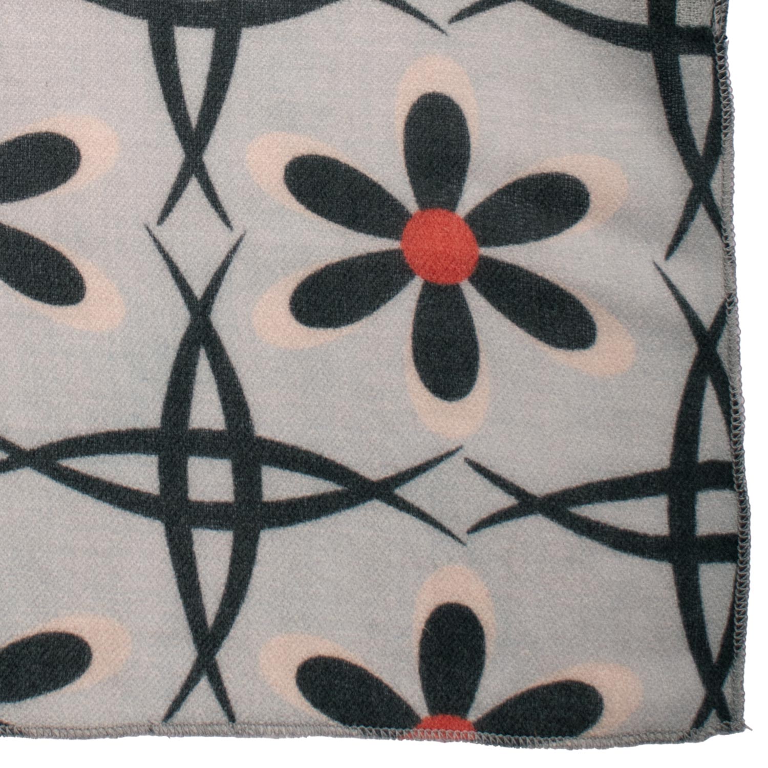 Fazzoletto da Taschino Vintage di Cashmere Grigio Chiaro Fantasia Grigio Scuro Bianca Rossa POCV128 Made in Italy Graffeo Cravatte Dettaglio