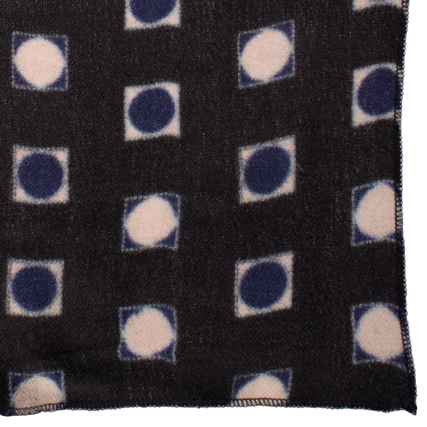 Fazzoletto da Taschino Vintage di Cashmere Grigio Scuro Fantasia Blu Bianco Panna POCV147 Made in Italy Graffeo Cravatte Dettaglio