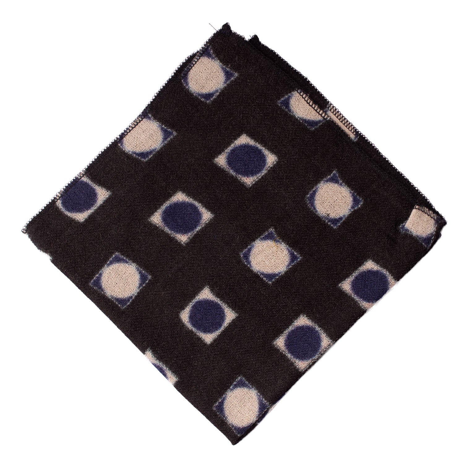 Fazzoletto da Taschino Vintage di Cashmere Grigio Scuro Fantasia Blu Bianco Panna POCV147 Made in Italy Graffeo Cravatte Rombo