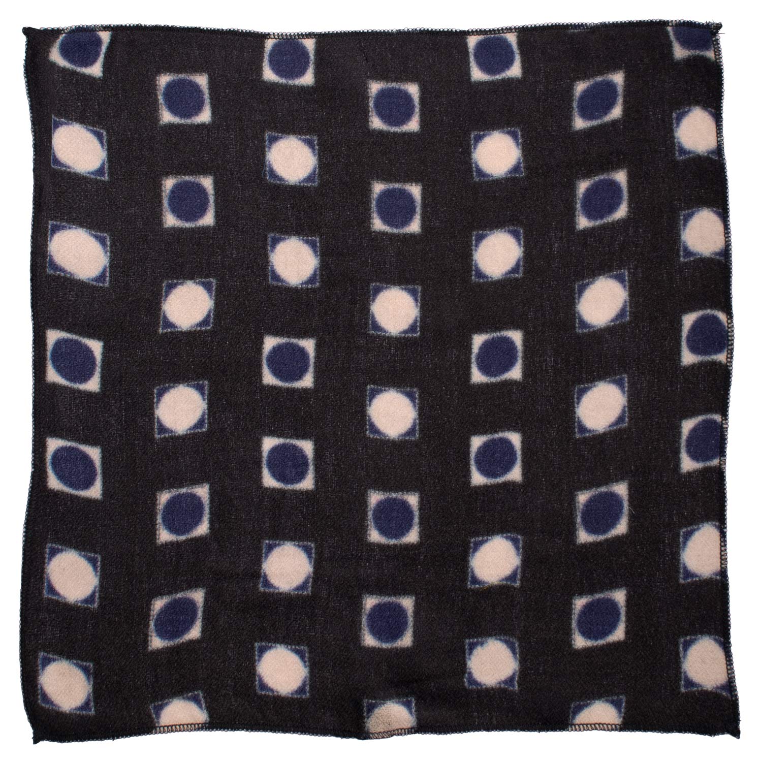 Fazzoletto da Taschino Vintage di Cashmere Grigio Scuro Fantasia Blu Bianco Panna POCV147 Made in Italy Graffeo Cravatte