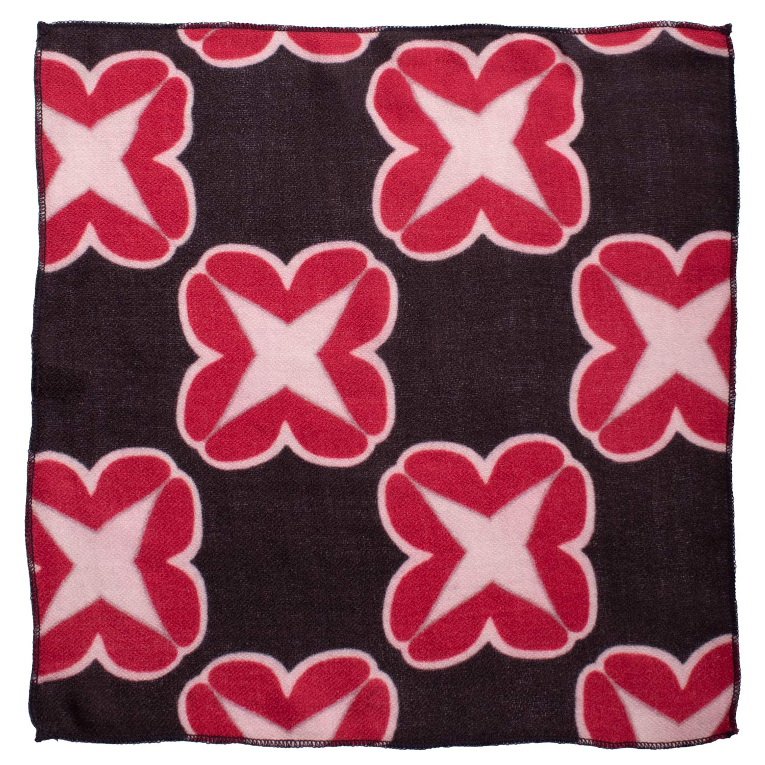 Fazzoletto da Taschino Vintage di Cashmere Grigio Scuro a Fiori Rossi Rosa POCV124 Made in Italy Graffeo Cravatte