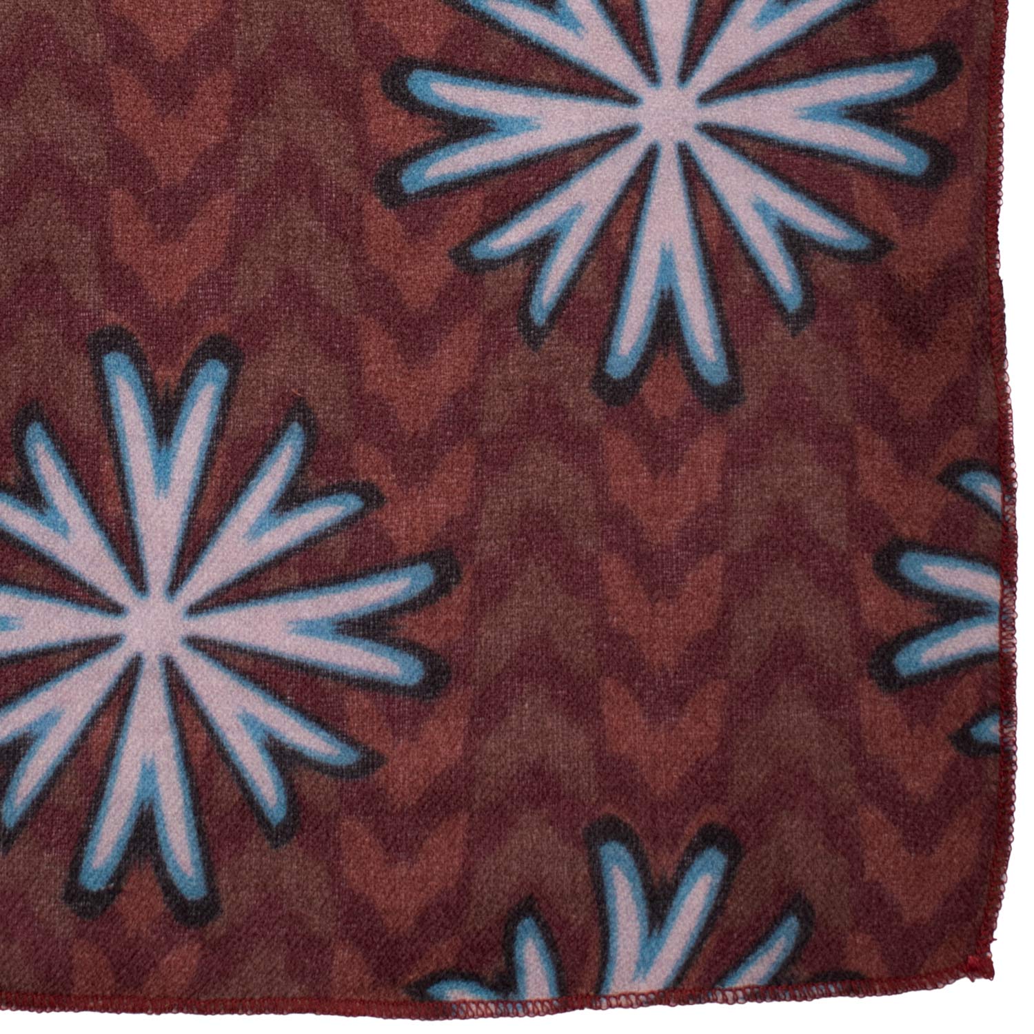 Fazzoletto da Taschino Vintage di Cashmere Marrone Fantasia Bianca Nera Azzurra POCV157 Made in Italy Graffeo Cravatte Dettaglio