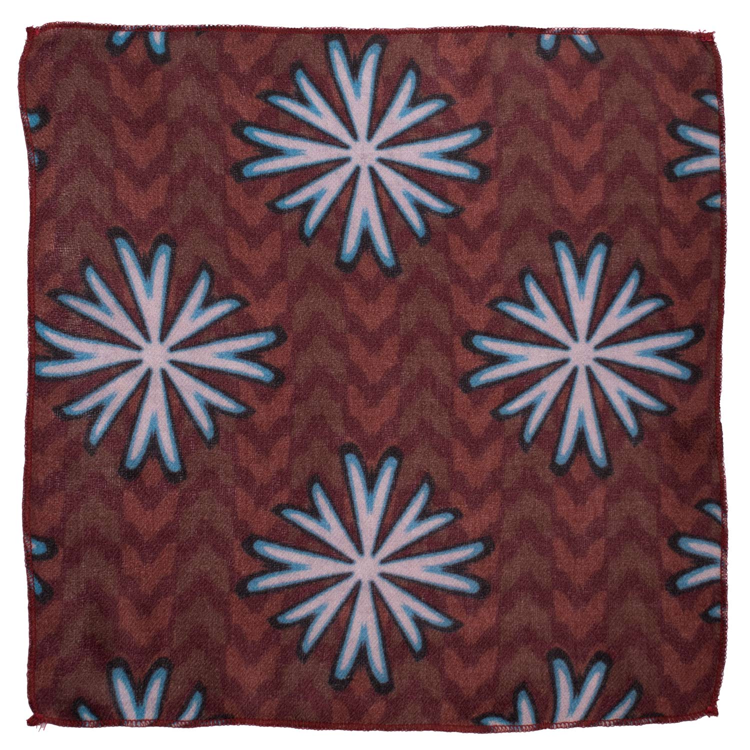 Fazzoletto da Taschino Vintage di Cashmere Marrone Fantasia Bianca Nera Azzurra POCV157 Made in Italy Graffeo Cravatte