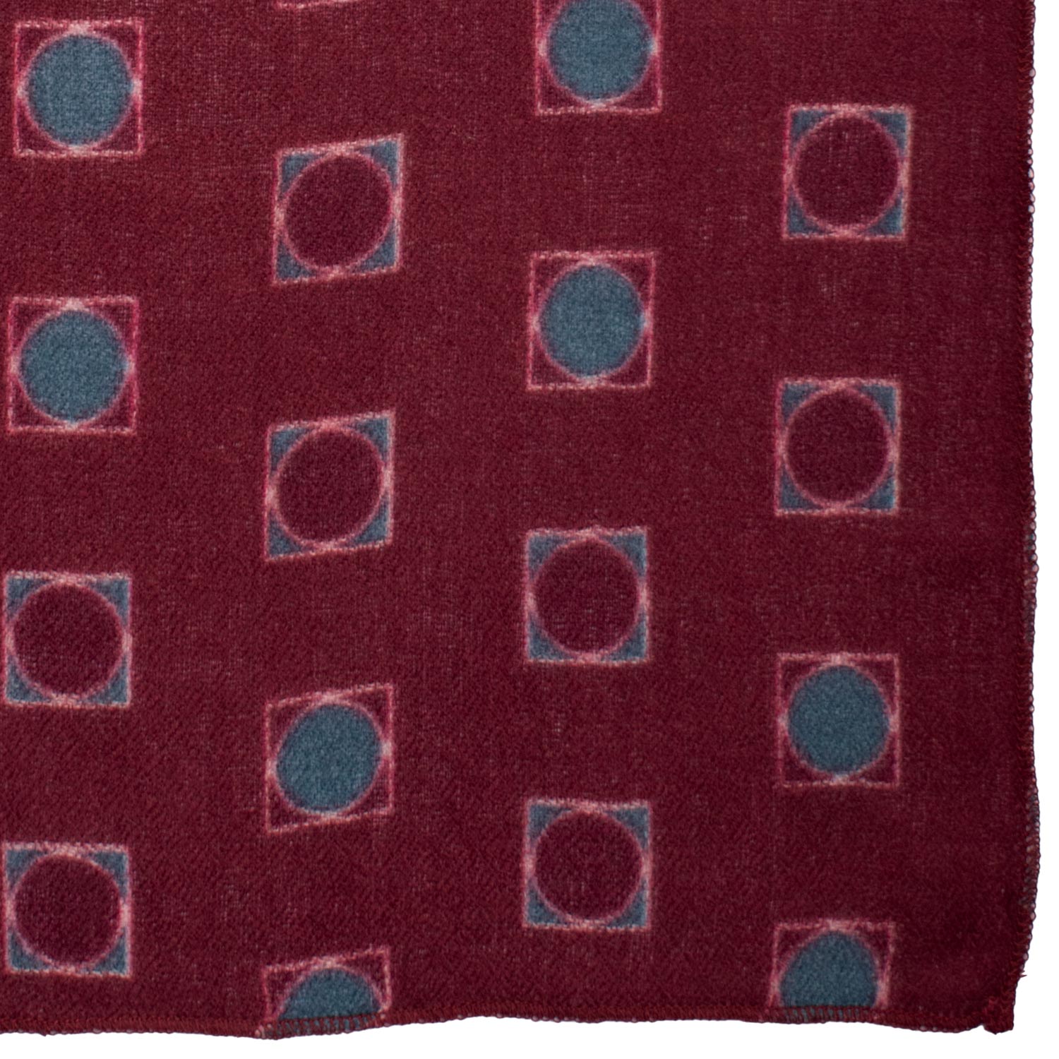 Fazzoletto da Taschino Vintage di Cashmere Rosso Bordeaux Fantasia Grigia Rosa POCV158 Made in Italy Graffeo Cravatte Dettaglio