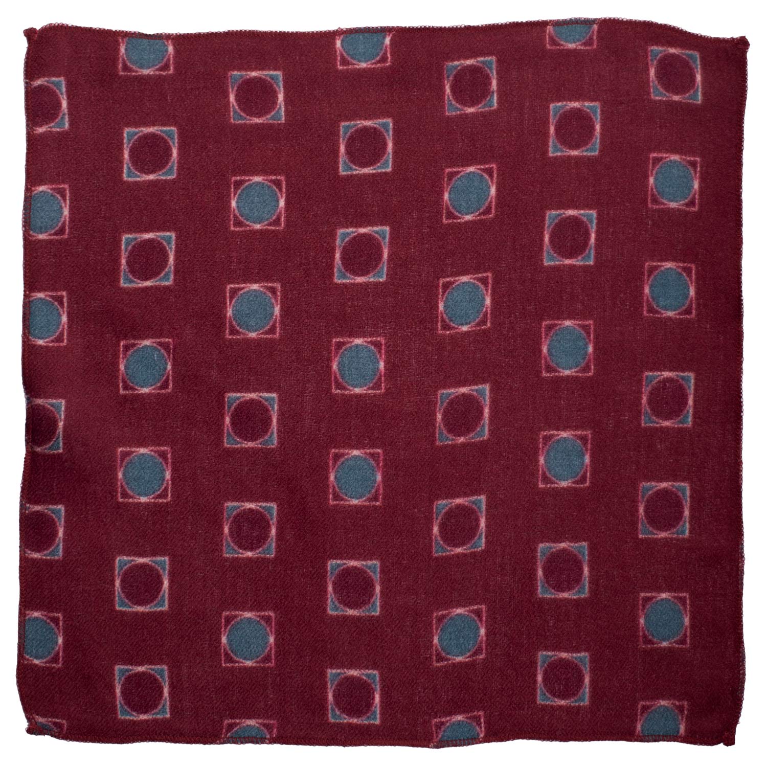 Fazzoletto da Taschino Vintage di Cashmere Rosso Bordeaux Fantasia Grigia Rosa POCV158 Made in Italy Graffeo Cravatte