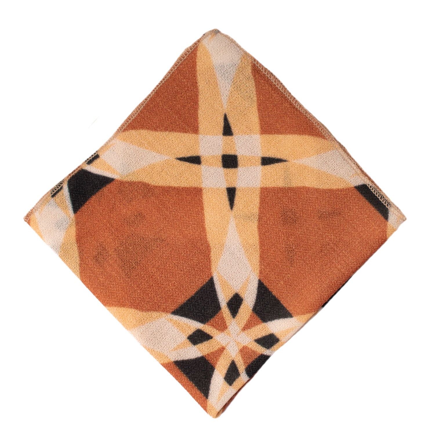 Fazzoletto da Taschino Vintage di Cashmere Ruggine Fantasia Arancione Bianca Grigio Scuro POCV152 Made in Italy Graffeo Cravatte Rombo