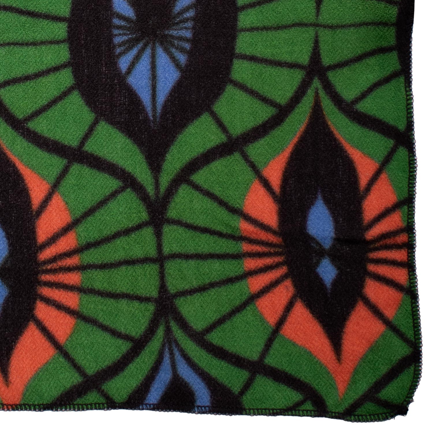 Fazzoletto da Taschino Vintage di Cashmere Verde Fantasia Nera Arancione Azzurra POCV146 Made in Italy Graffeo Cravatte Dettaglio