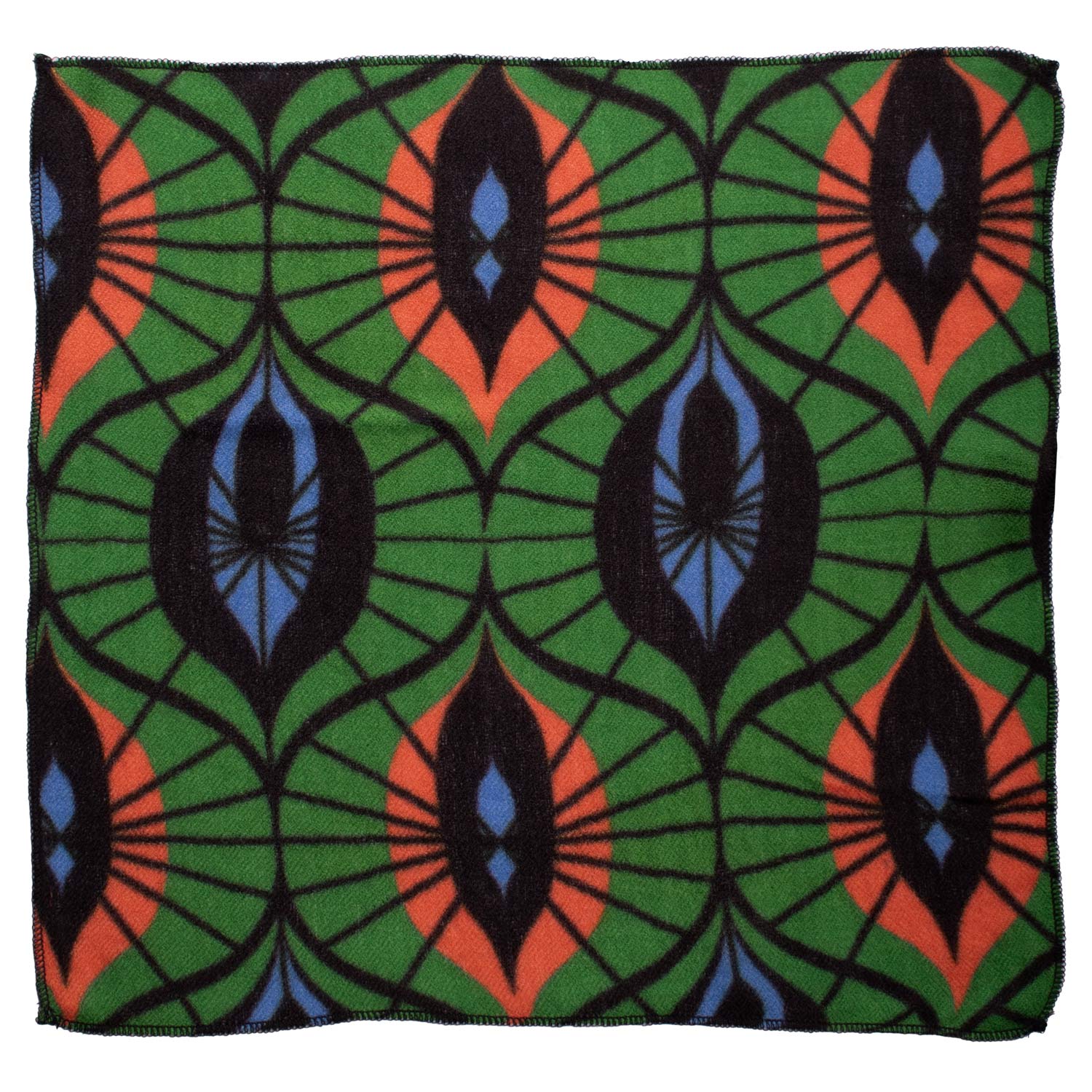 Fazzoletto da Taschino Vintage di Cashmere Verde Fantasia Nera Arancione Azzurra POCV146 Made in Italy Graffeo Cravatte