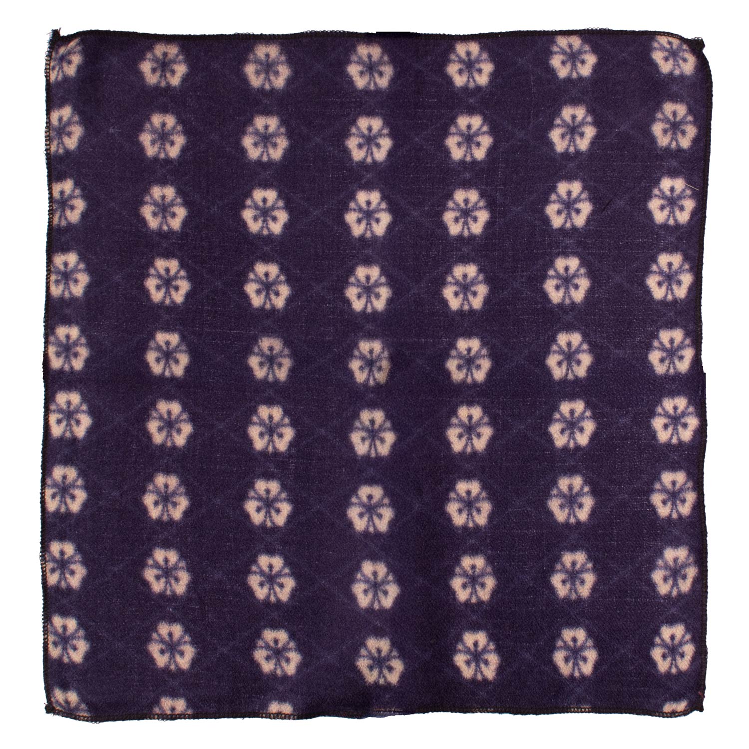 Fazzoletto da Taschino Vintage di Cashmere Viola a Fiori Bianco Sporco POCV1049 Made in Italy Graffeo Cravatte