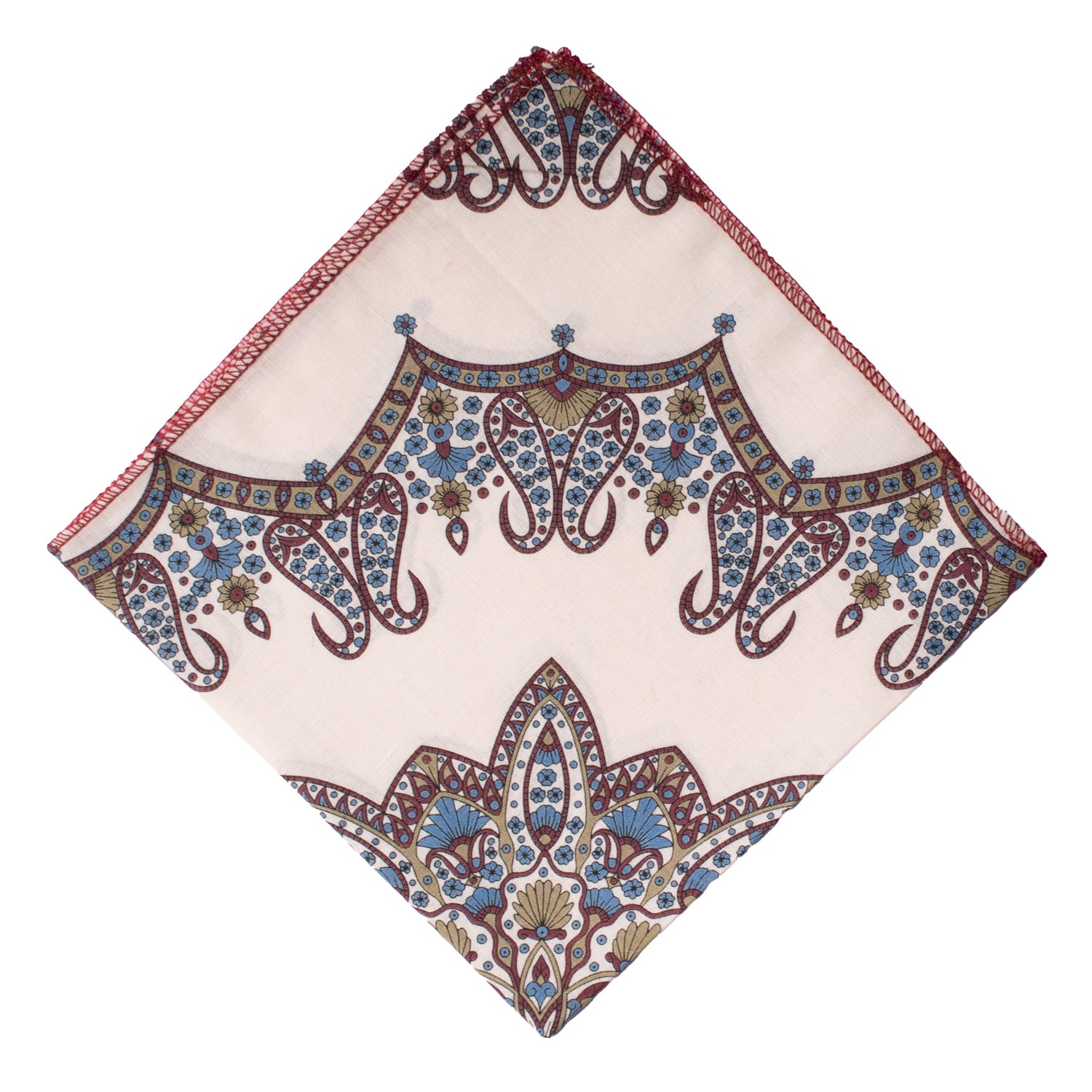 Fazzoletto da Taschino Vintage di Cotone Bianco Sporco Fantasia Multicolor POCV1060 Made in Italy Graffeo Cravatte Rombo