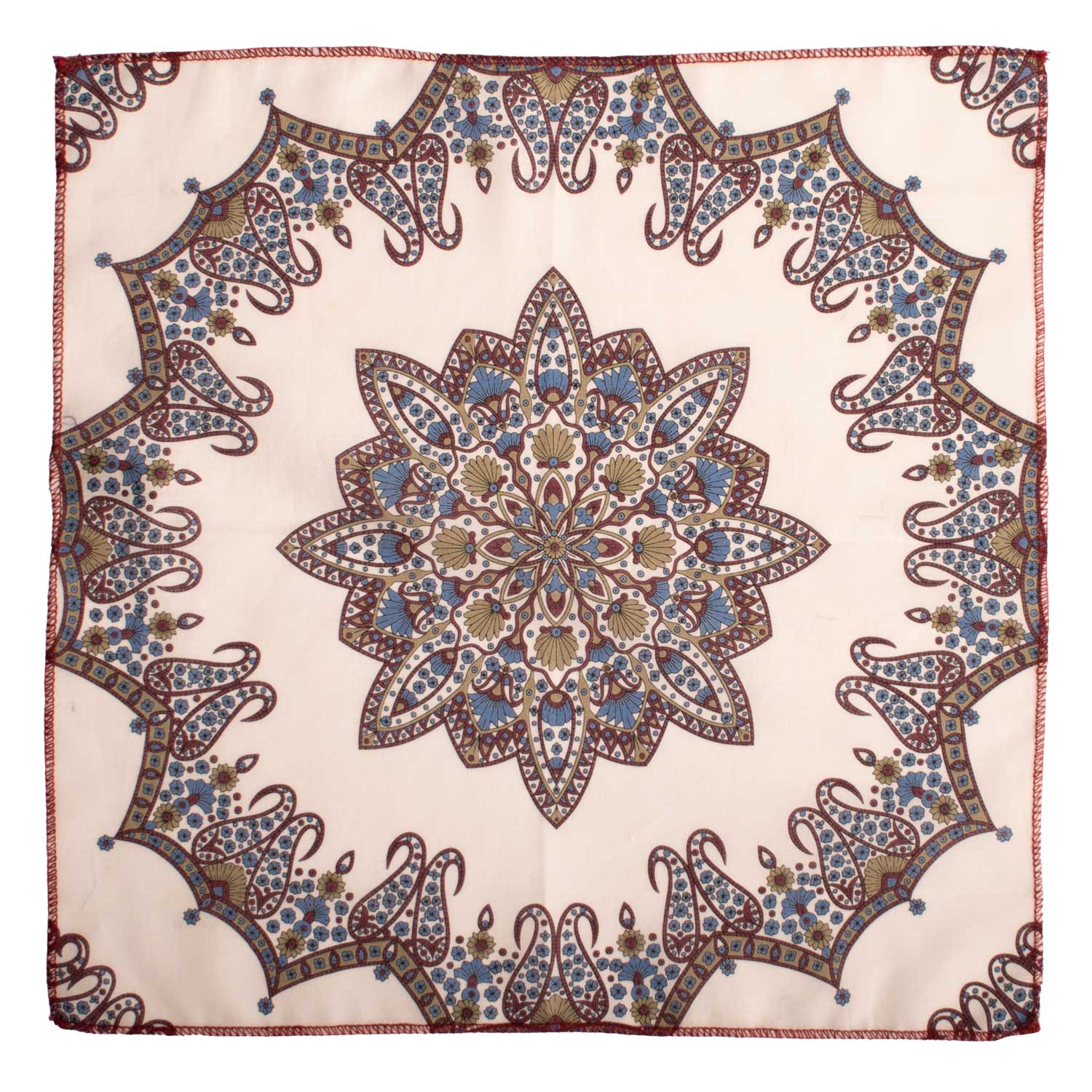 Fazzoletto da Taschino Vintage di Cotone Bianco Sporco Fantasia Multicolor POCV1060 Made in Italy Graffeo Cravatte