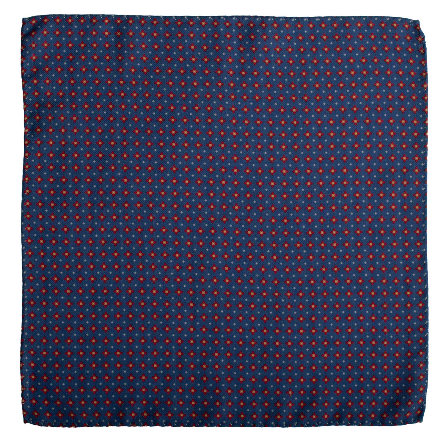 Fazzoletto da Taschino Vintage di Lana Viola Fantasia Rossa Gialla Bianca POCV1038 Graffeo Cravatte Made in Italy