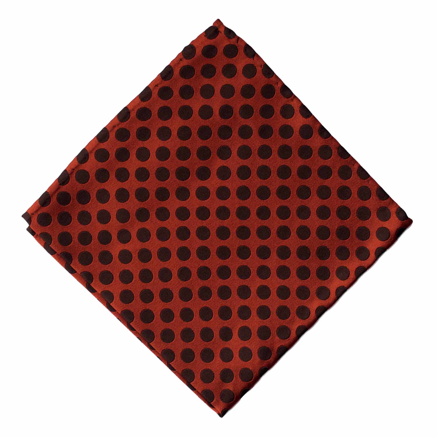 Fazzoletto da Taschino Vintage di Seta Arancione a Pois Marroni POCV895 Graffeo Cravatte Made in Italy Rombo