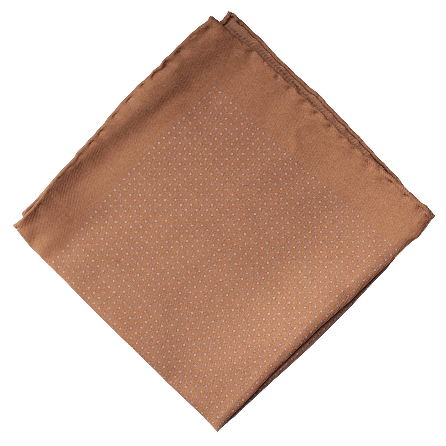 Fazzoletto da Taschino Vintage di Seta Beige a Pois Celeste POCV711 Piegata