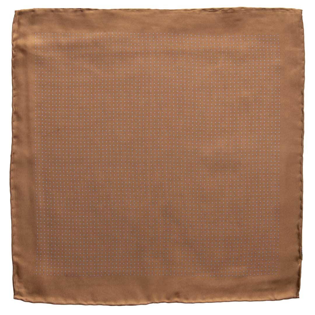 Fazzoletto da Taschino Vintage di Seta Beige a Pois Celeste POCV711 MAde in Italy Graffeo Cravatte