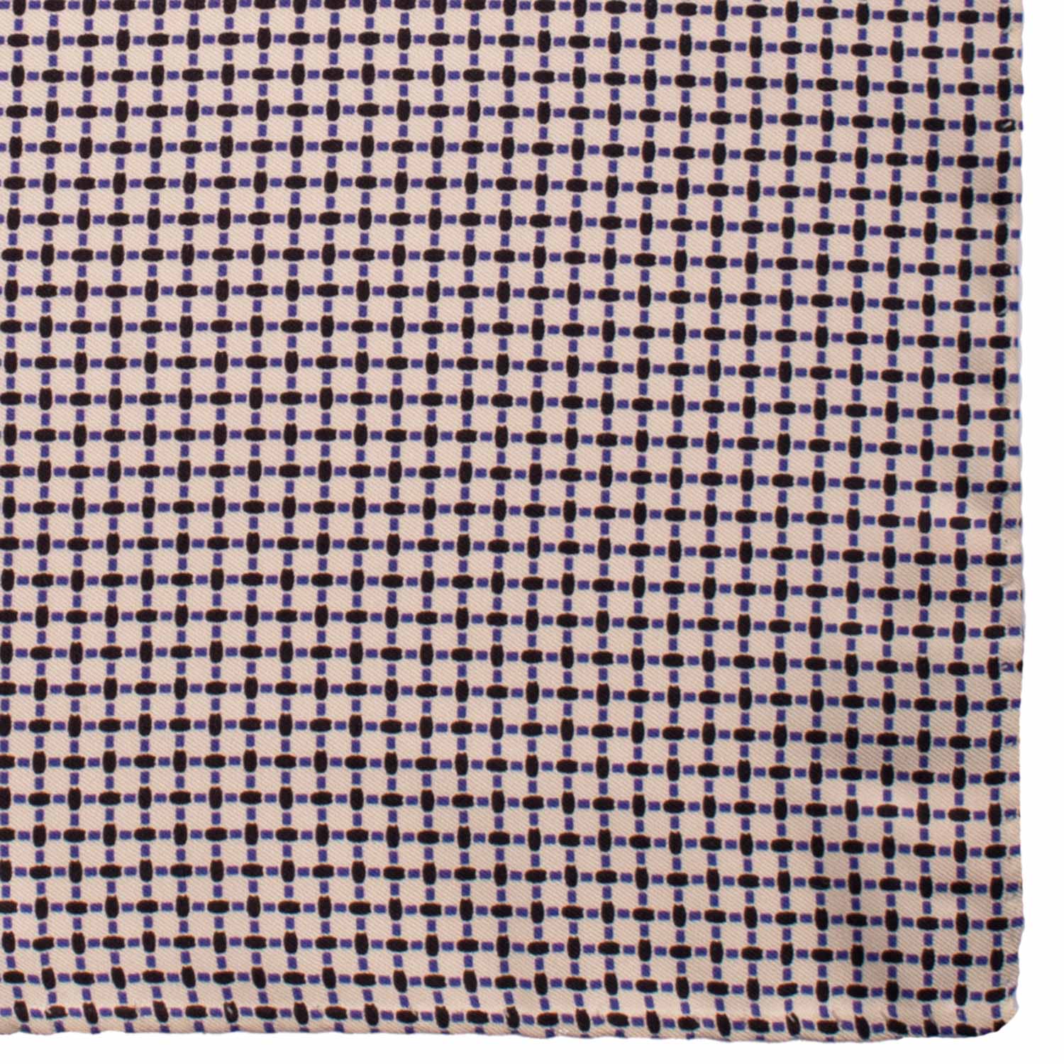 Fazzoletto da Taschino Vintage di Seta Bianco Panna Fantasia Marrone Viola POCV841 Graffeo Cravatte Made in Italy Dettaglio