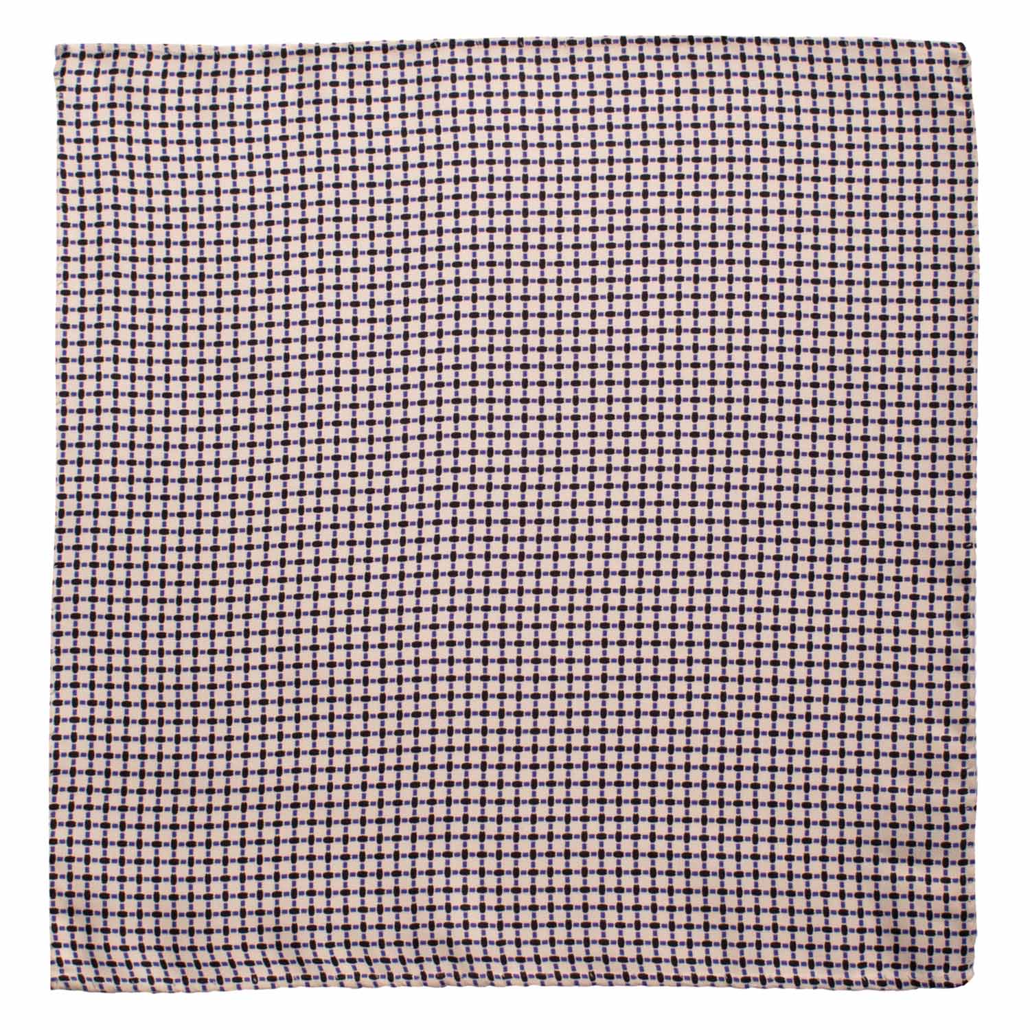 Fazzoletto da Taschino Vintage di Seta Bianco Panna Fantasia Marrone Viola POCV841 Graffeo Cravatte Made in Italy