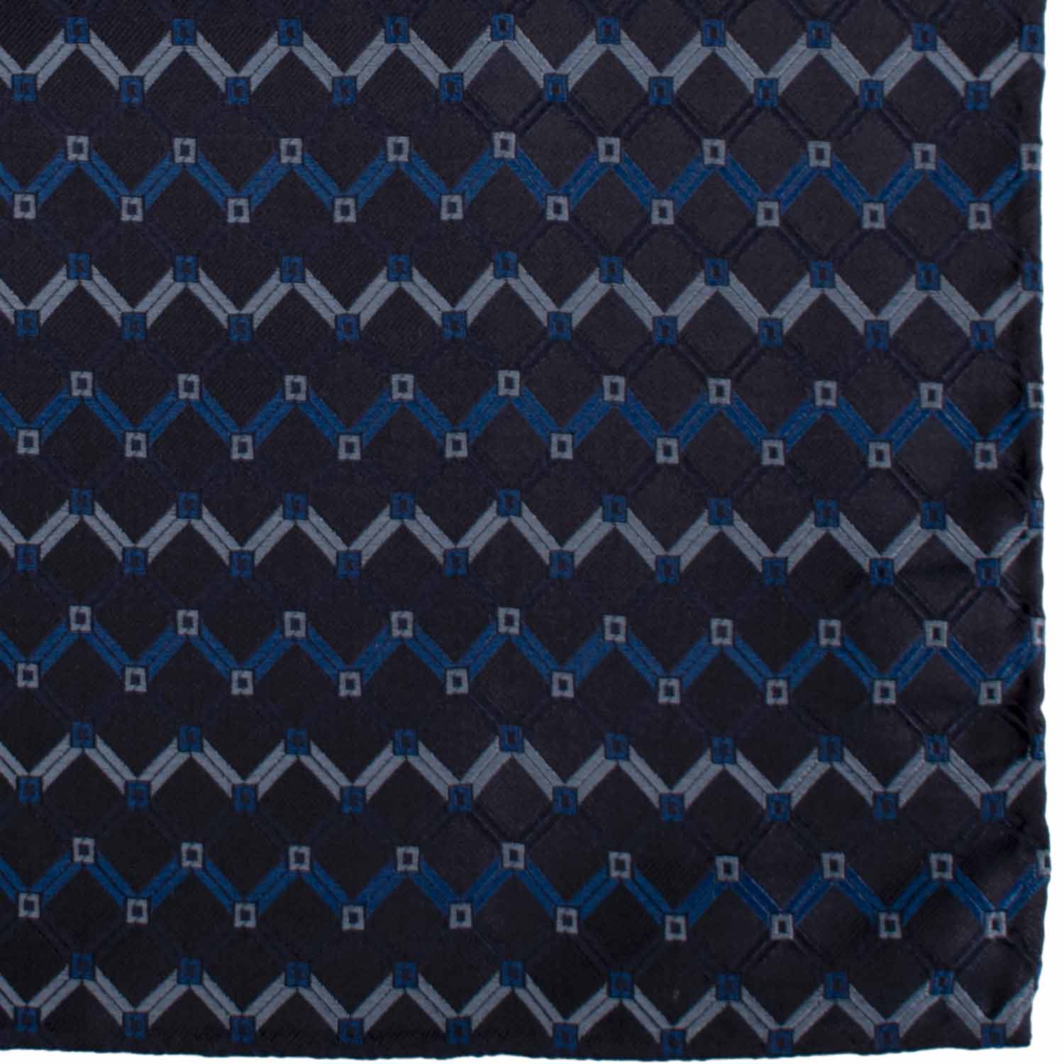 Fazzoletto da Taschino Vintage di Seta Blu Fantasia Bluette Celeste POCV1019 Graffeo Cravatte Made in Italy Dettaglio