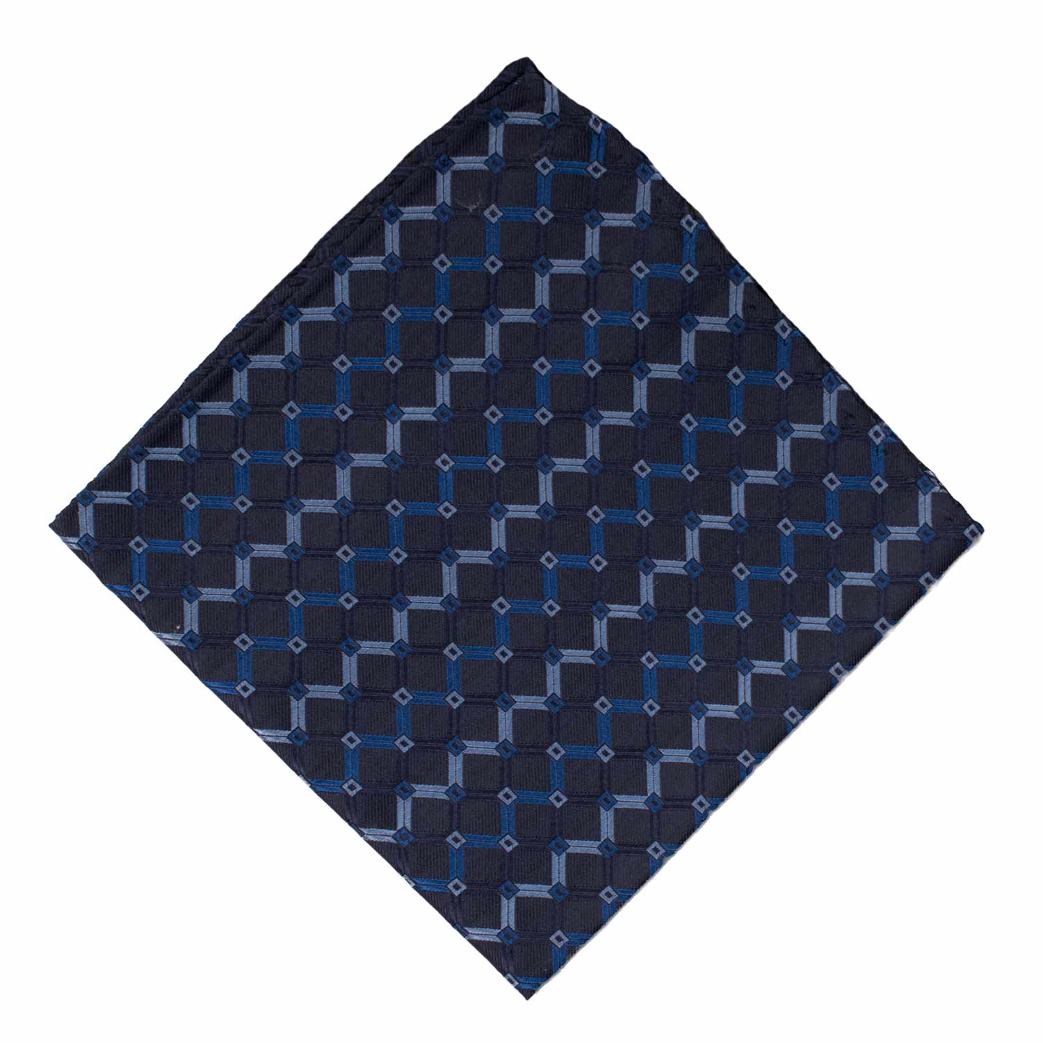 Fazzoletto da Taschino Vintage di Seta Blu Fantasia Bluette Celeste POCV1019 Graffeo Cravatte Made in Italy Rombo