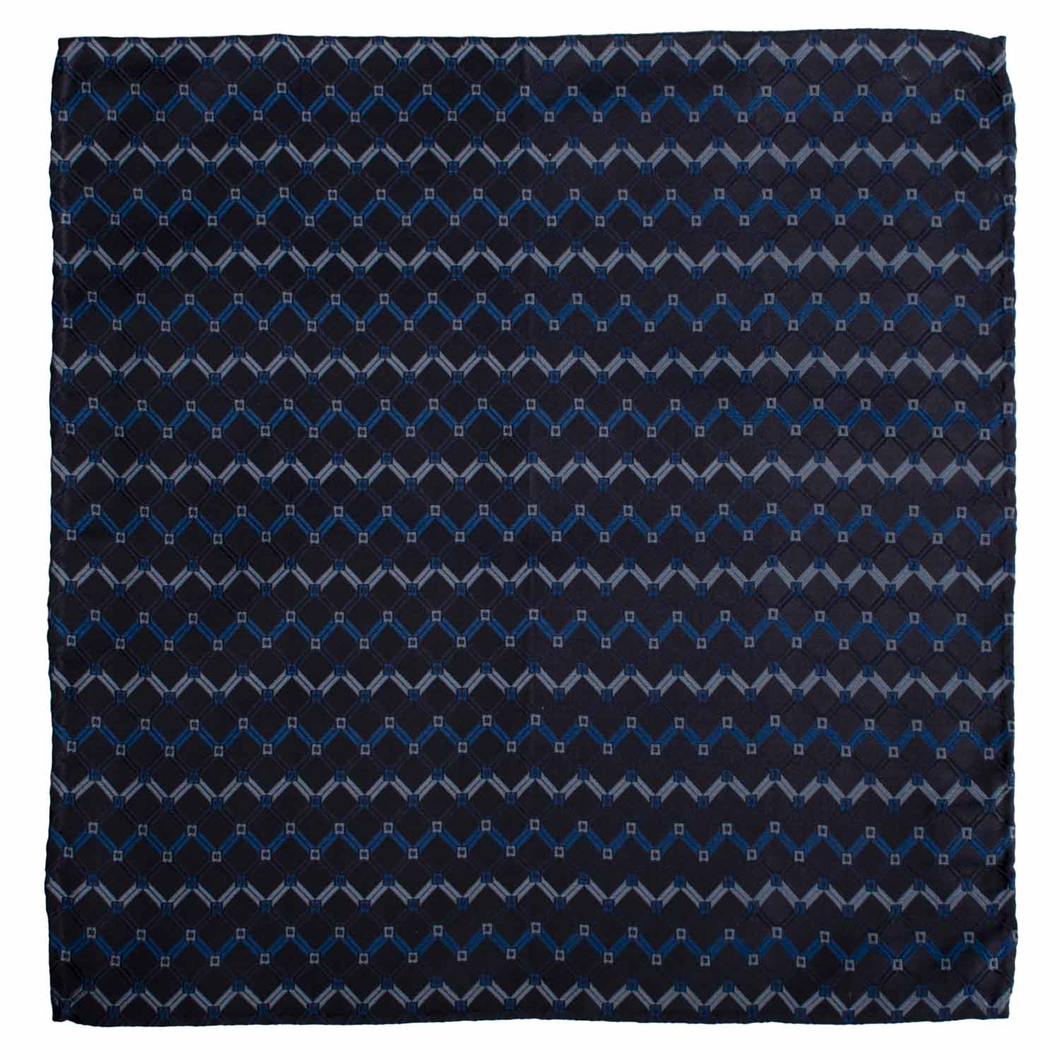 Fazzoletto da Taschino Vintage di Seta Blu Fantasia Bluette Celeste POCV1019 Graffeo Cravatte Made in Italy