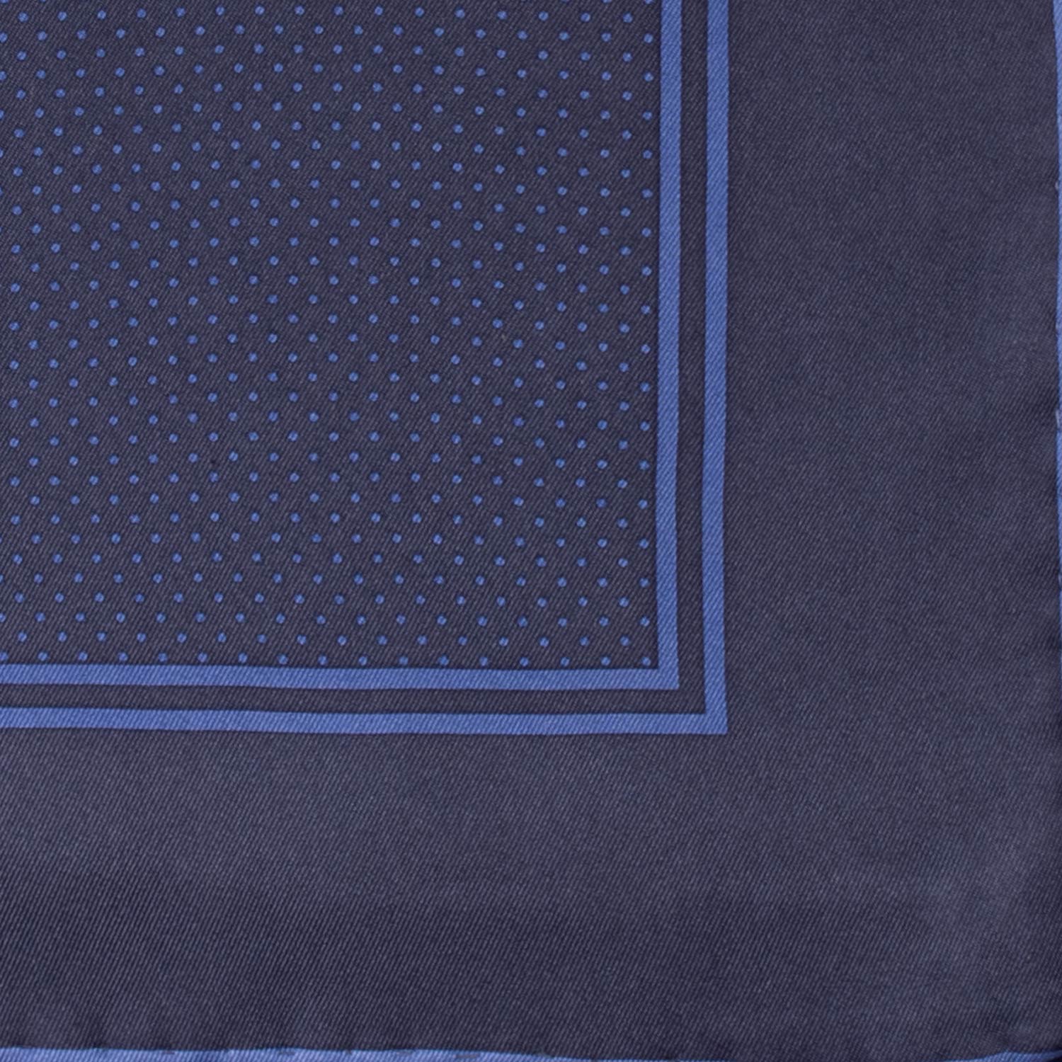 Fazzoletto da Taschino Vintage di Seta Blu Fantasia Bluette POCV786 Dettaglio