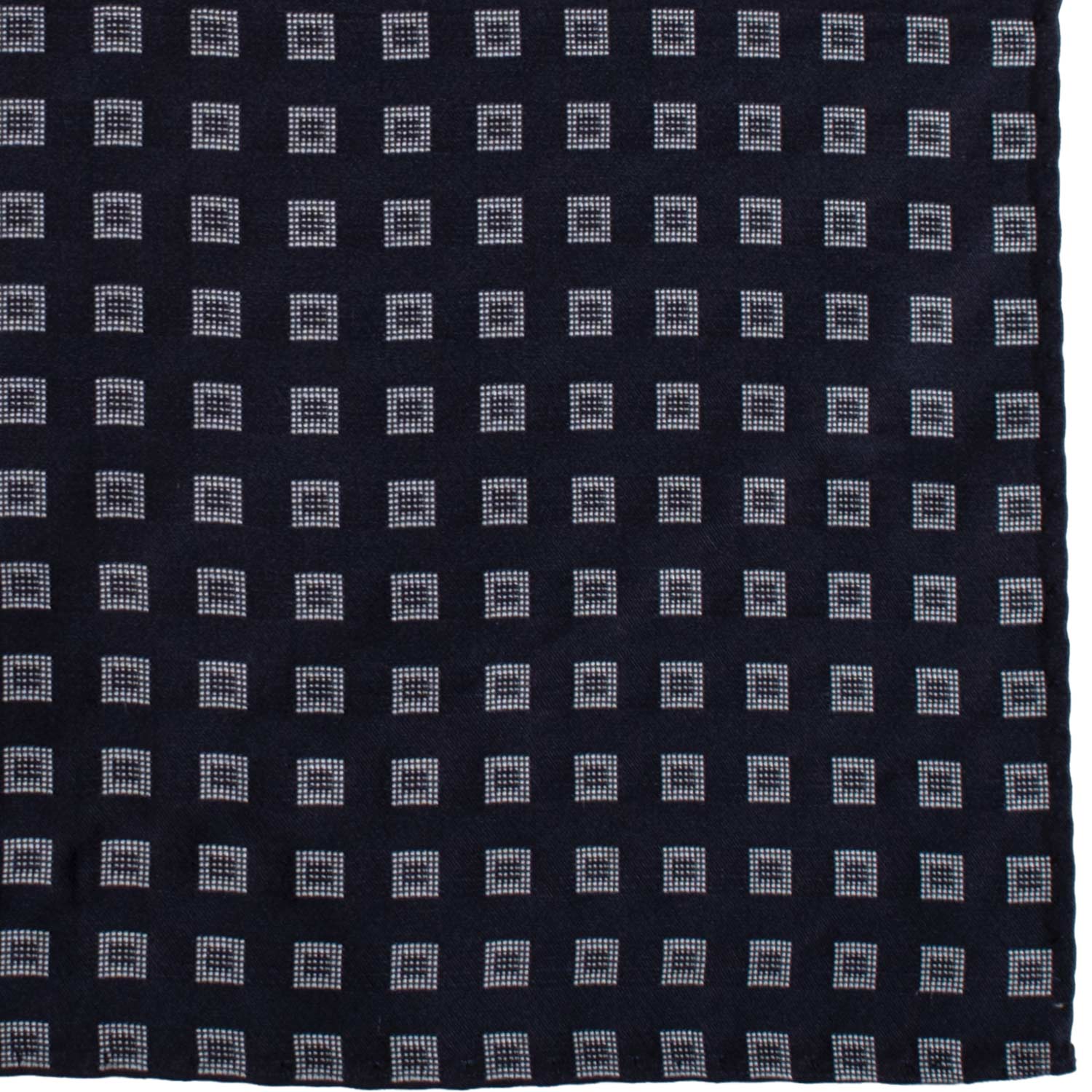 Fazzoletto da Taschino Vintage di Seta Blu Fantasia Celeste POCV1016 Graffeo Cravatte Made in Italy Dettaglio