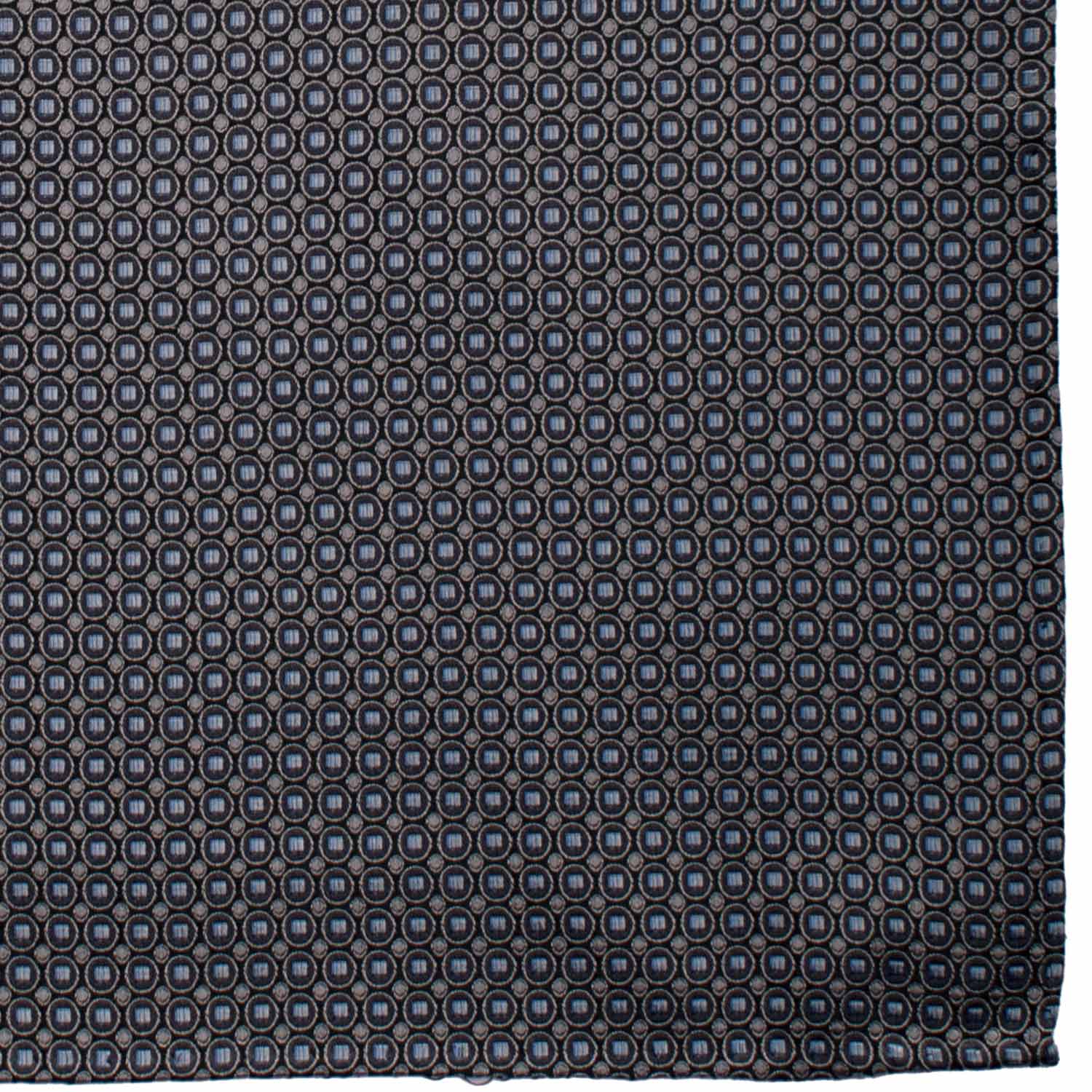 Fazzoletto da Taschino Vintage di Seta Blu Fantasia Grigio Argento Celeste POCV840 Graffeo Cravatte Made in Italy Dettaglio