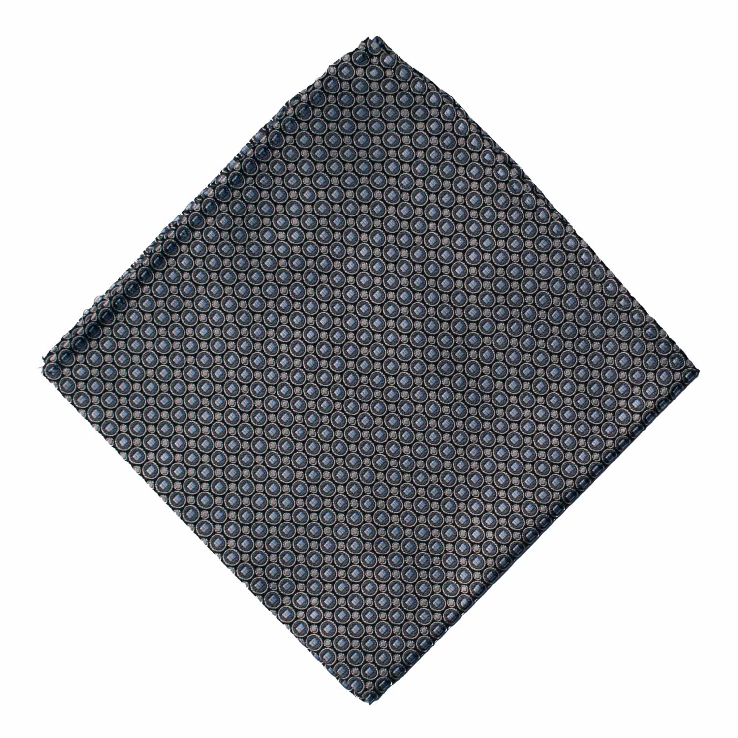 Fazzoletto da Taschino Vintage di Seta Blu Fantasia Grigio Argento Celeste POCV840 Graffeo Cravatte Made in Italy Rombo