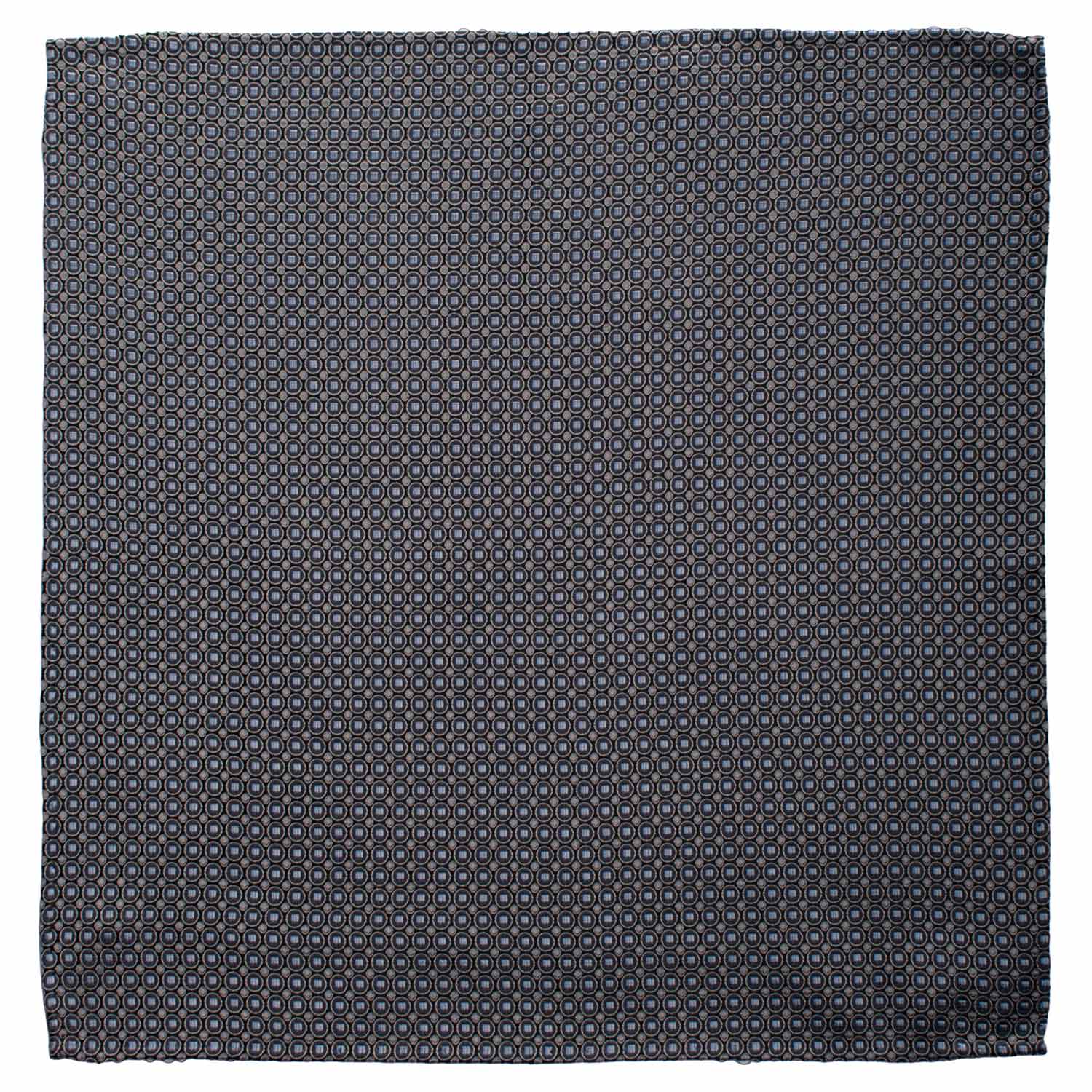 Fazzoletto da Taschino Vintage di Seta Blu Fantasia Grigio Argento Celeste POCV840 Graffeo Cravatte Made in Italy