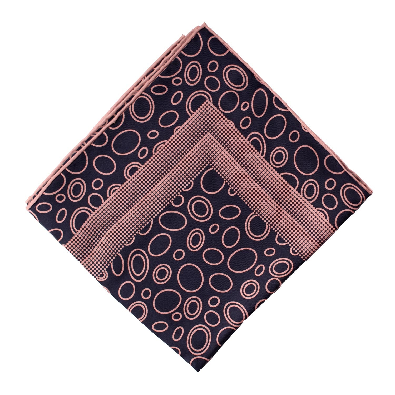 Fazzoletto da Taschino Vintage di Seta Blu Fantasia Rosa POCV617 Piegata