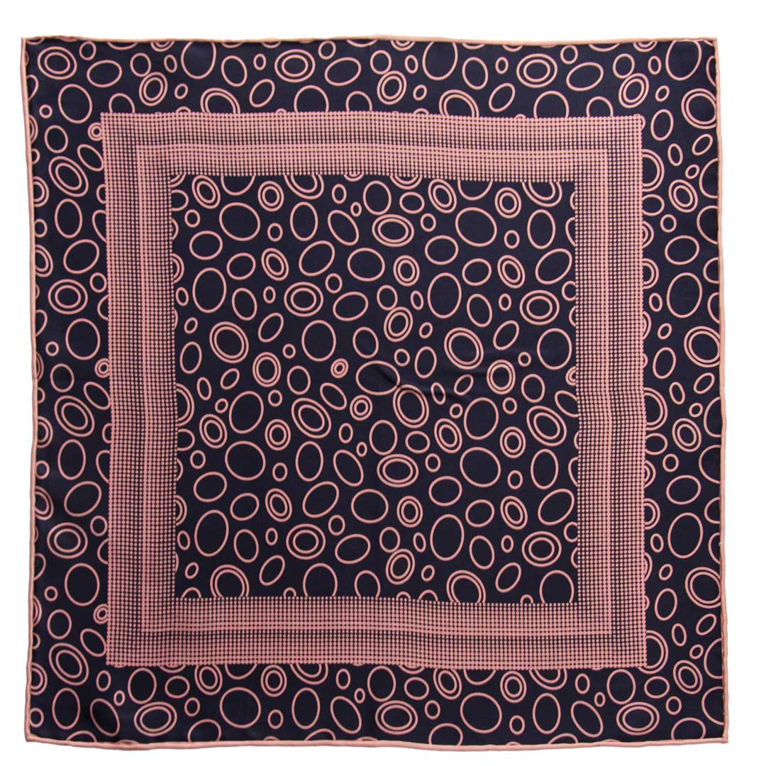 Fazzoletto da Taschino Vintage di Seta Blu Fantasia Rosa POCV617 Made in Italy Graffeo Cravatte