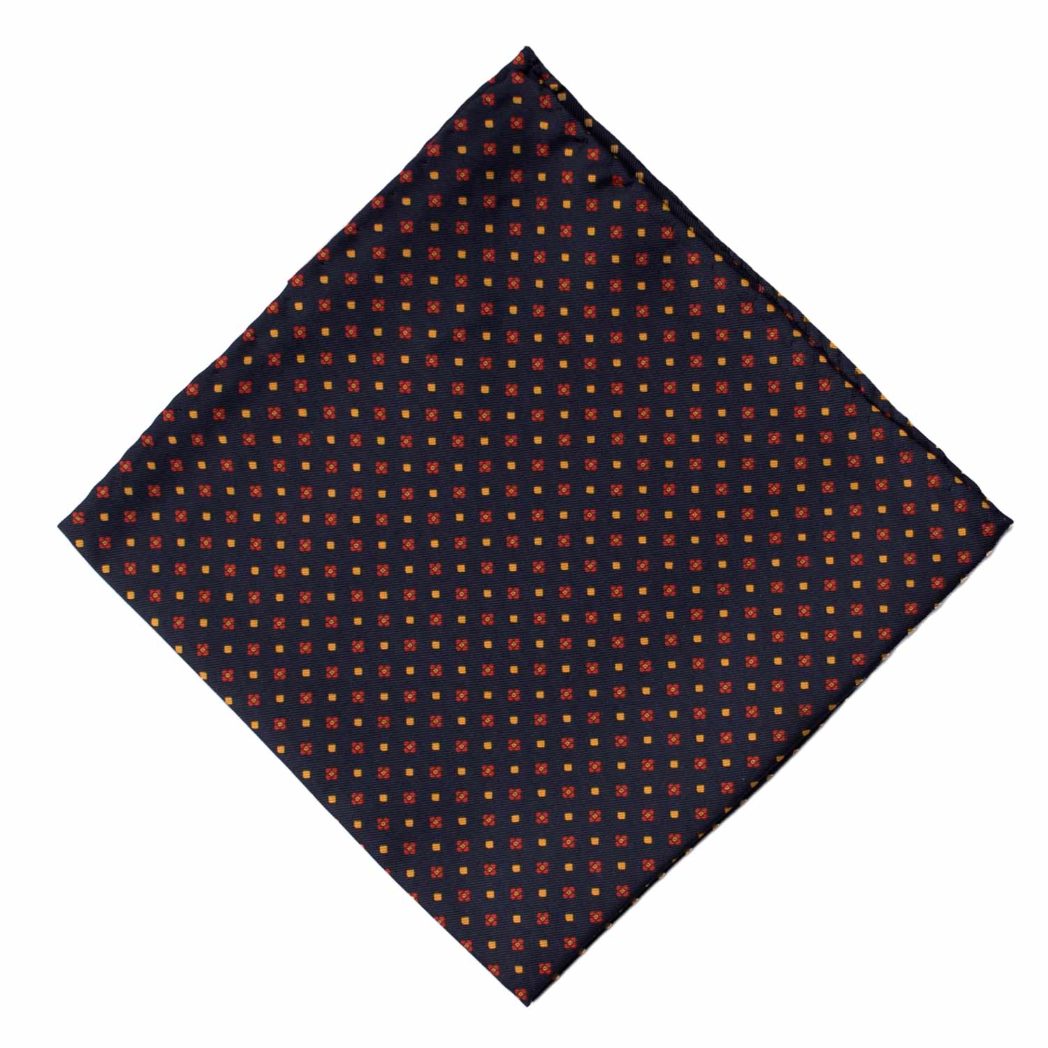 Fazzoletto da Taschino Vintage di Seta Blu Fantasia Rossa Gialla POCV843 Made in Italy Graffeo Cravatte Rombo