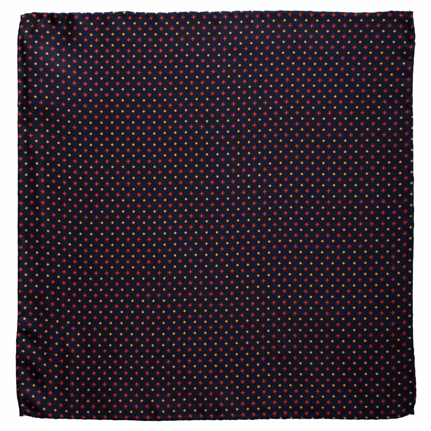 Fazzoletto da Taschino Vintage di Seta Blu Fantasia Rossa Gialla POCV843 Made in Italy Graffeo Cravatte