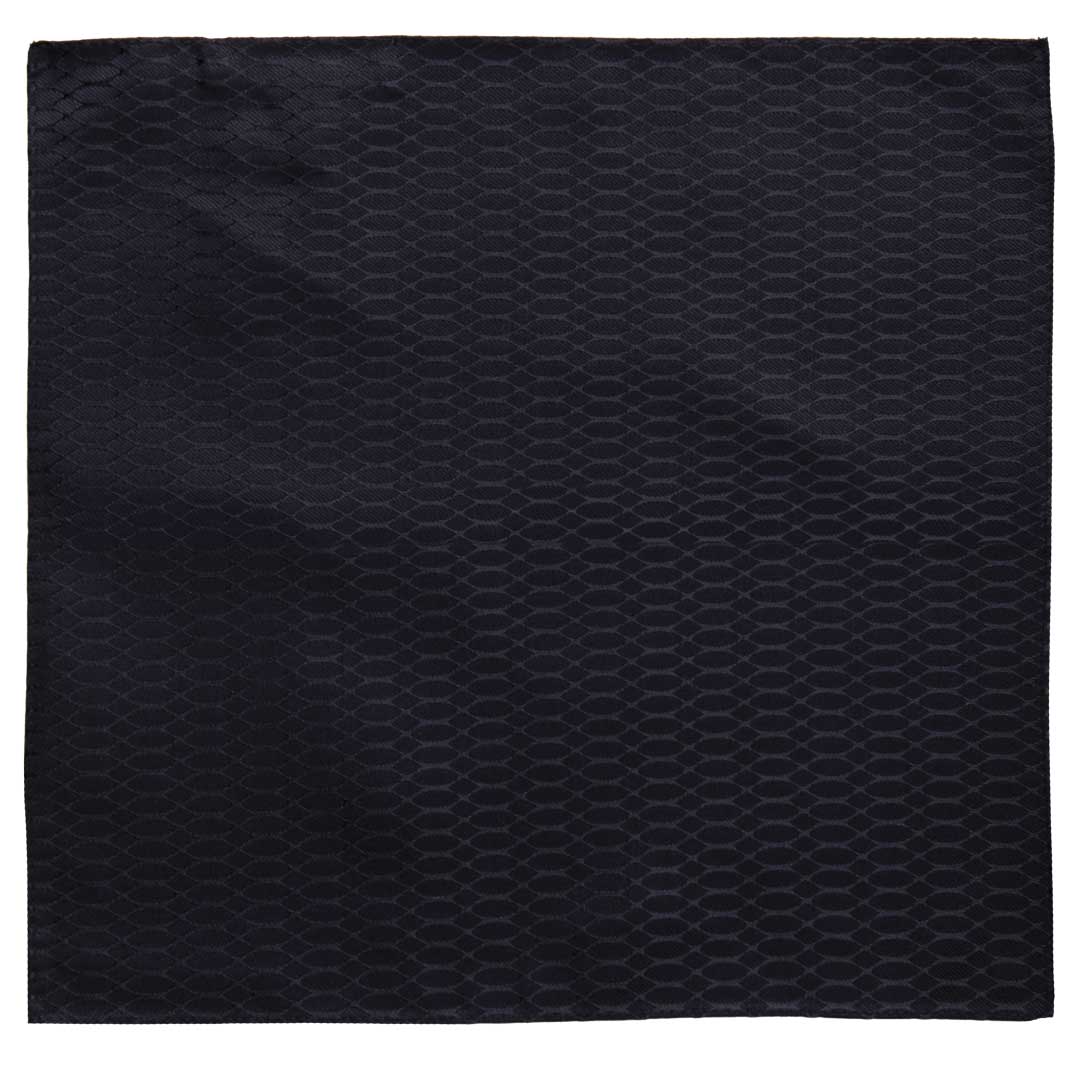 Fazzoletto da Taschino Vintage di Seta Blu Fantasia Tono su Tono POCV696 Made in Italy Graffeo Cravatte