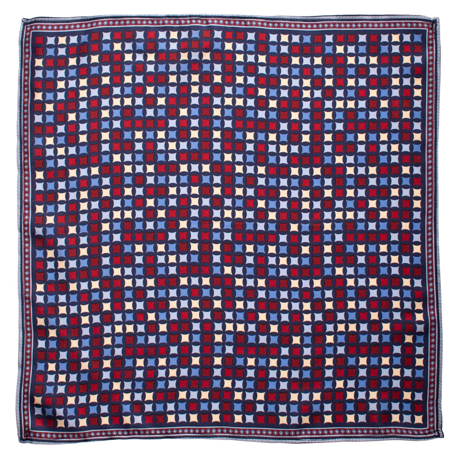 Fazzoletto da Taschino Vintage di Seta Blu Navy Fantasia Multicolor POCV1068 Made in Italy Graffeo Cravatte