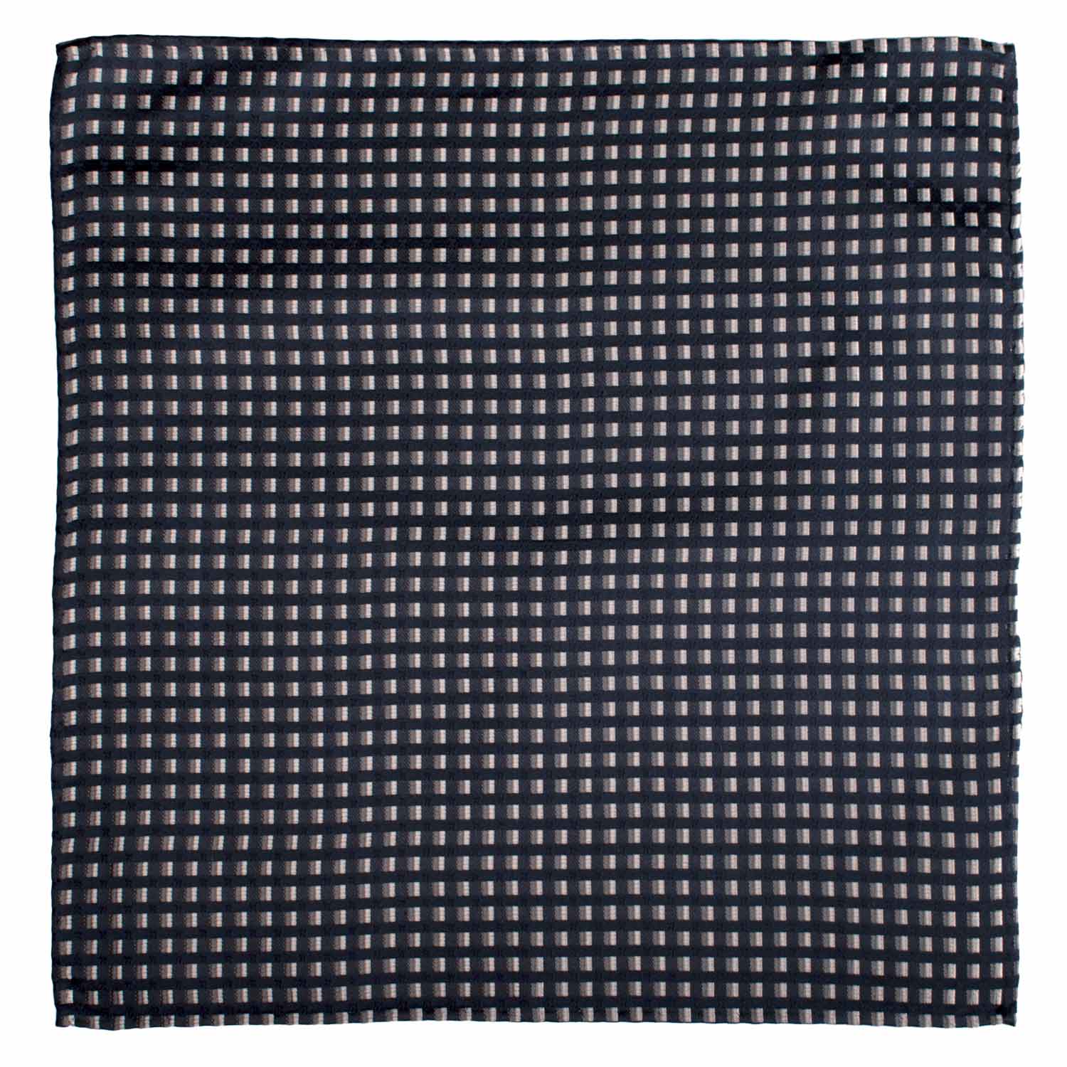 Fazzoletto da Taschino Vintage di Seta Blu Notte Fantasia Grigia POCV1001 Graffeo Cravatte Made in Italy