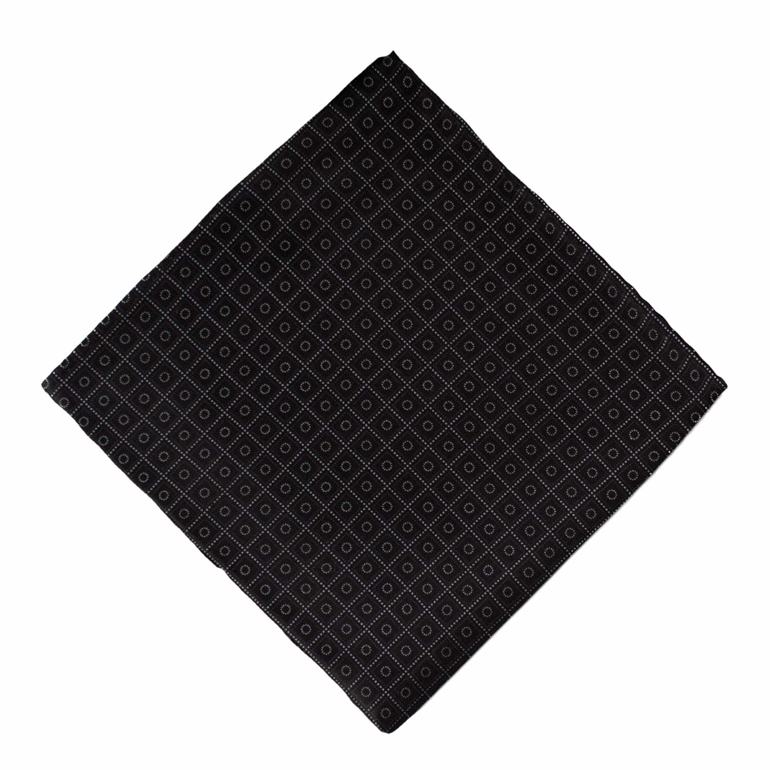 Fazzoletto da Taschino Vintage di Seta Blu Notte Fantasia Grigia POCV861 Graffeo Cravatte Made in Italy Rombo