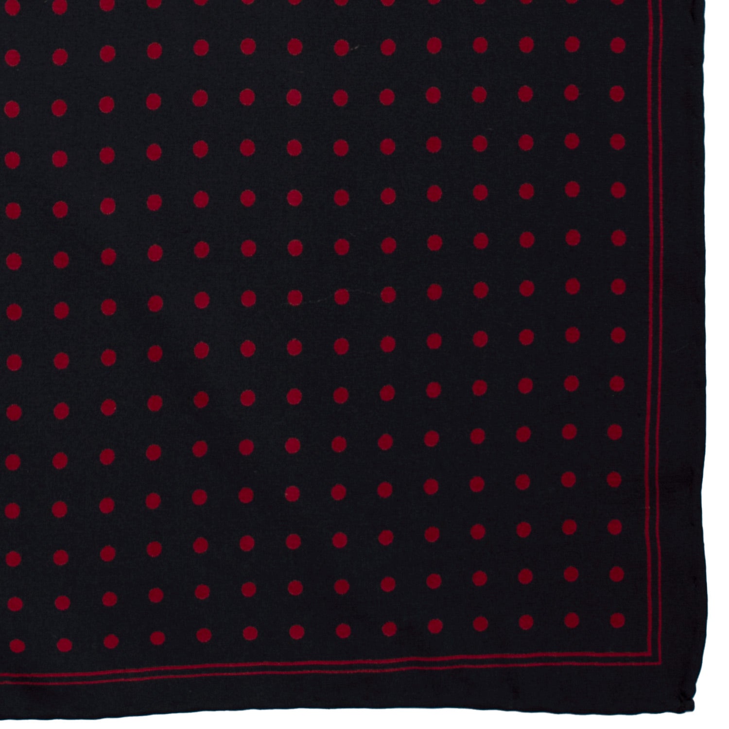 Fazzoletto da Taschino Vintage di Seta Blu Notte a Pois Rossi POCV939 Graffeo Cravatte Made in Italy Dettaglio