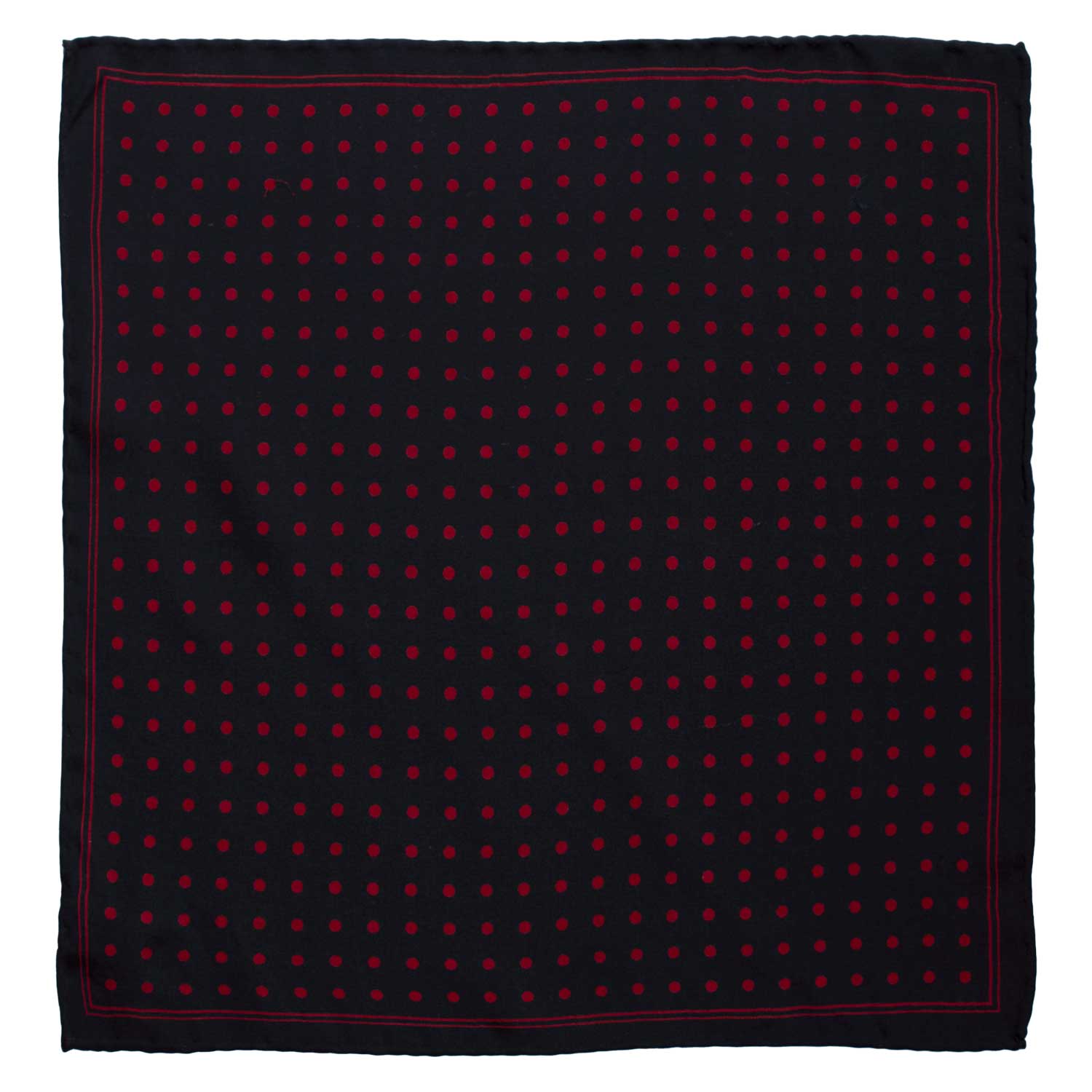 Fazzoletto da Taschino Vintage di Seta Blu Notte a Pois Rossi POCV939 Graffeo Cravatte Made in Italy