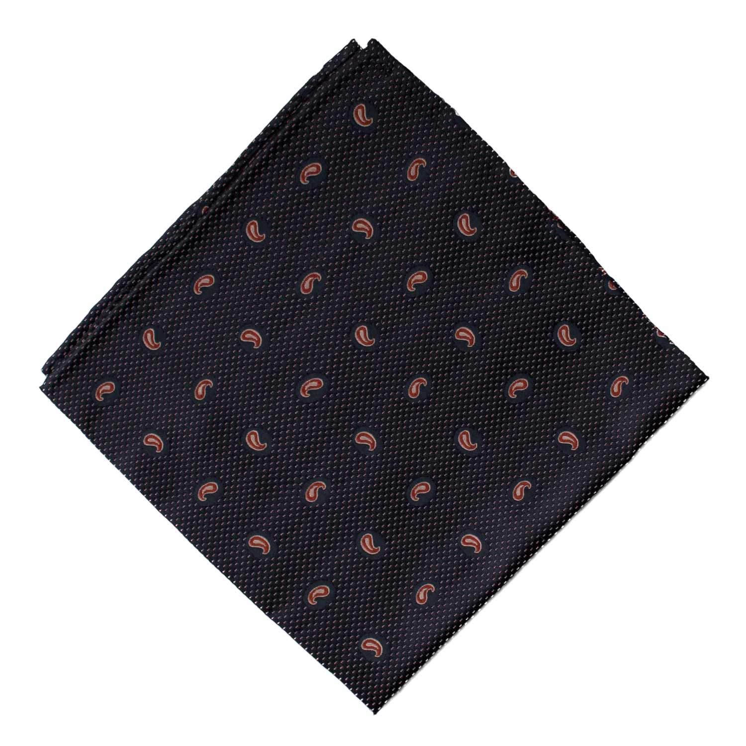 Fazzoletto da Taschino Vintage di Seta Blu Paisley Color Ruggine Rosa Chiaro POCV938 Graffeo Cravatte Made in Italy Rombo