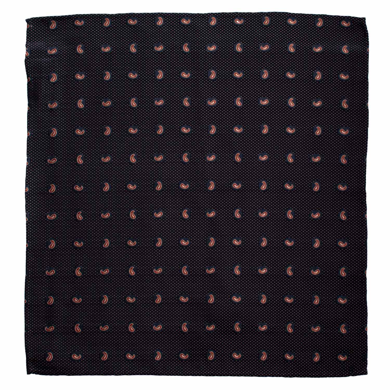 Fazzoletto da Taschino Vintage di Seta Blu Paisley Color Ruggine Rosa Chiaro POCV938 Graffeo Cravatte Made in Italy