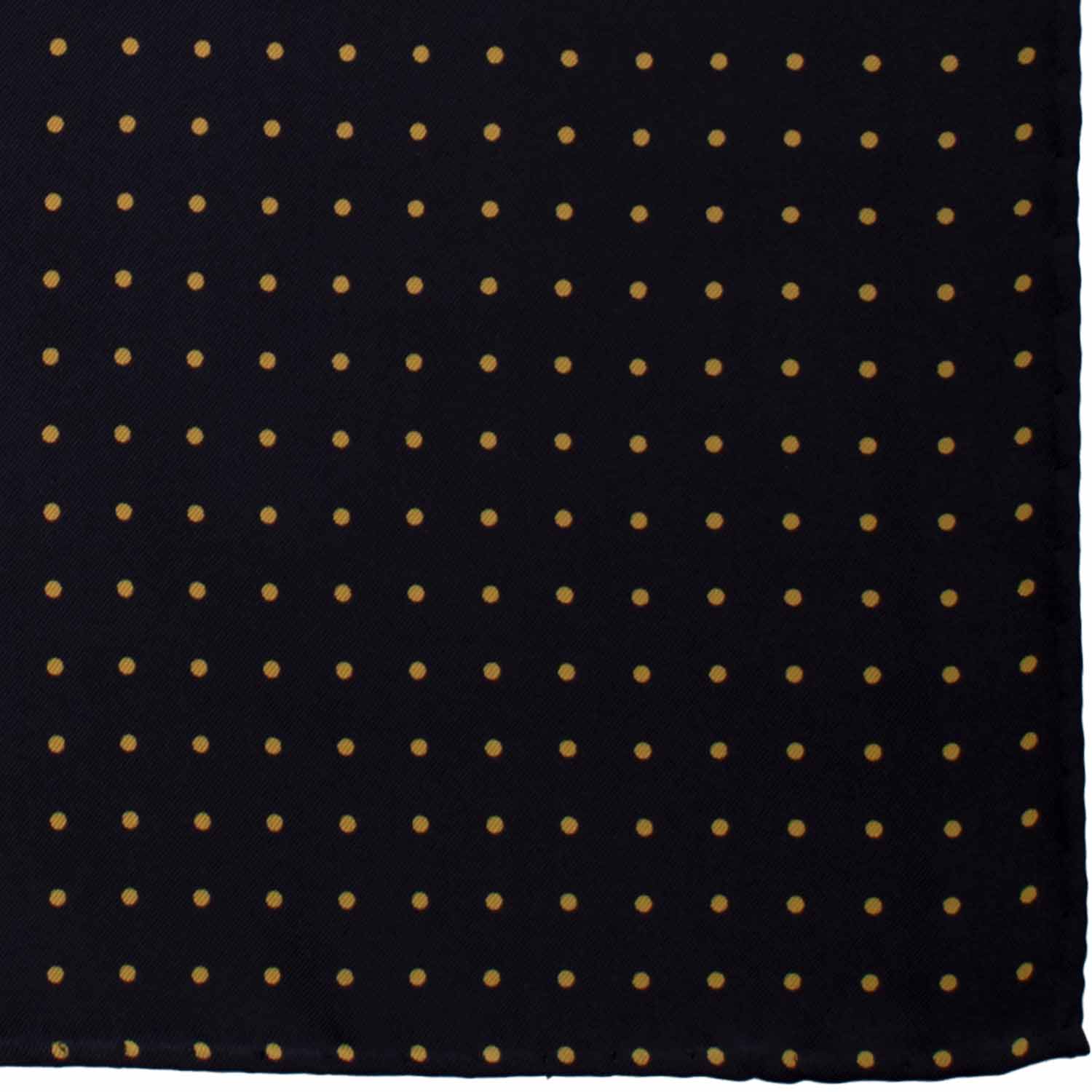 Fazzoletto da Taschino Vintage di Seta Blu a Pois Gialli POCV944 Graffeo Cravatte Made in Italy Dettaglio