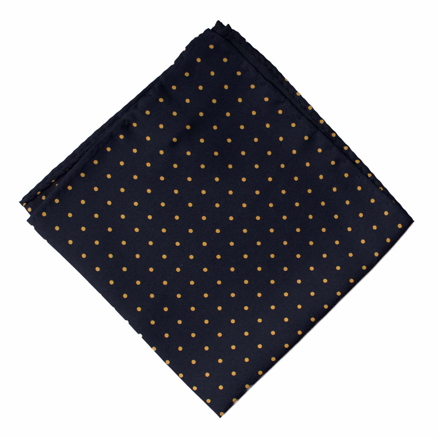 Fazzoletto da Taschino Vintage di Seta Blu a Pois Gialli POCV944 Graffeo Cravatte Made in Italy Rombo